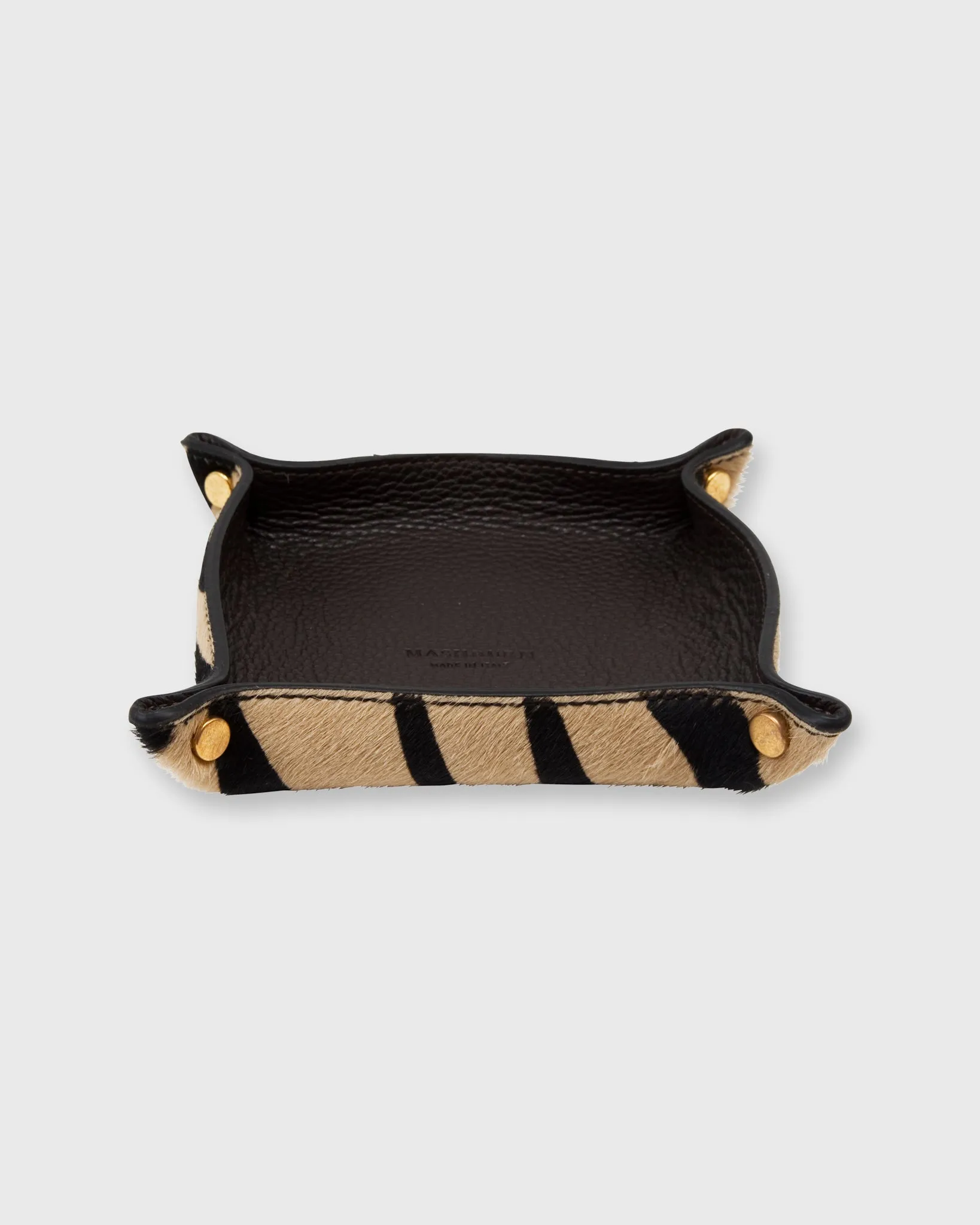 Soft Medium Square Tray in Dark Brown Leather/Zebra Calf Hair sold by Mashburn product image thumbnail 4