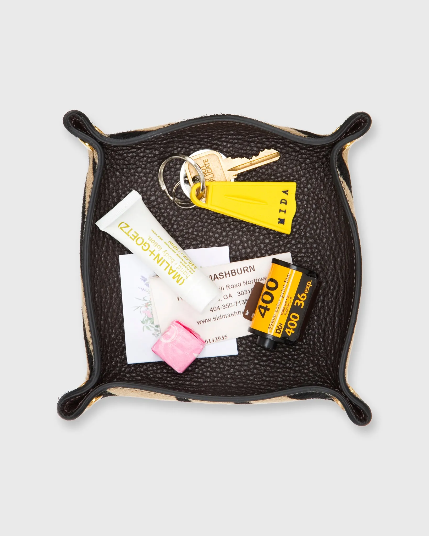 Soft Medium Square Tray in Dark Brown Leather/Zebra Calf Hair sold by Mashburn product image thumbnail 3