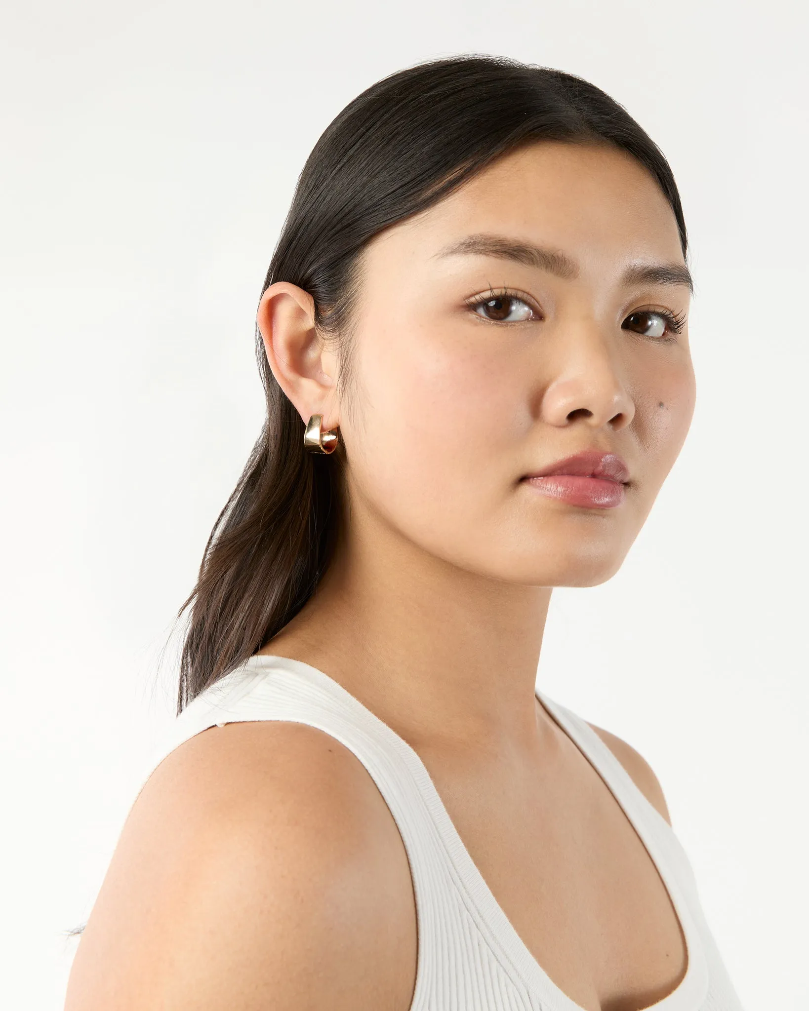 Small Wide Hoop Earrings in Gold sold by Mashburn product image thumbnail 2