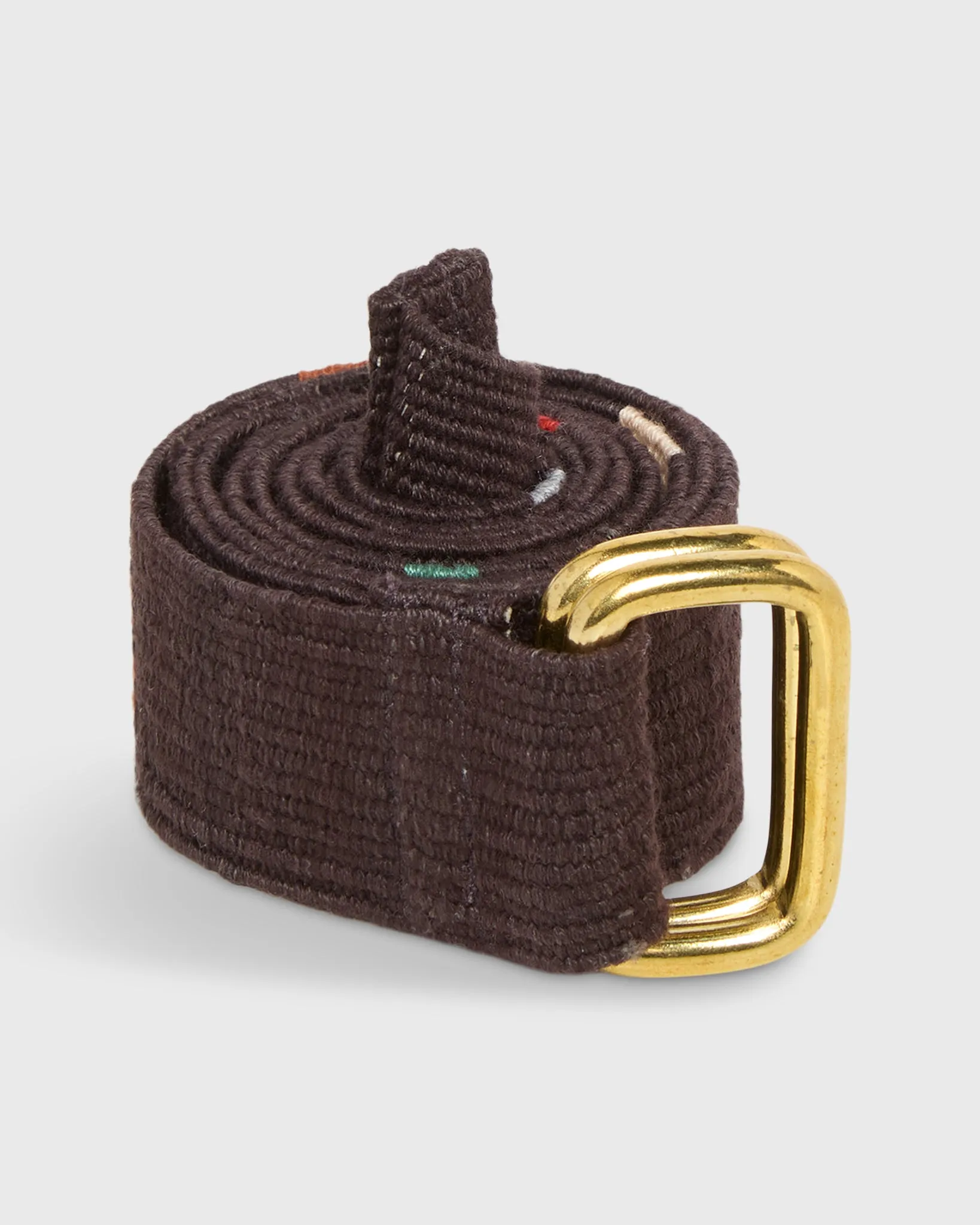Hand-Loomed D-Ring Belt in Brown Tribal sold by Mashburn