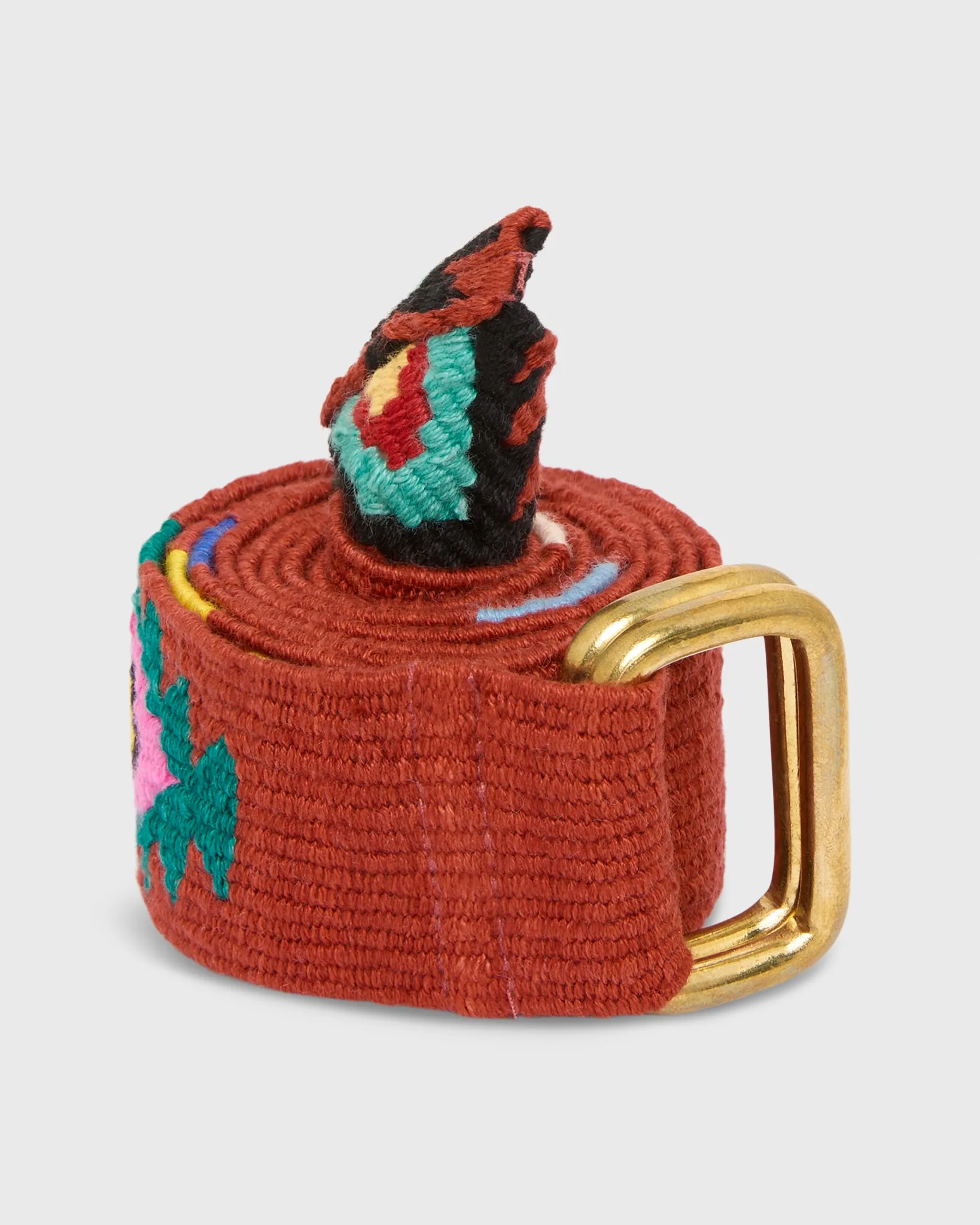 Hand-Loomed D-Ring Belt in Orange Tribal sold by Mashburn