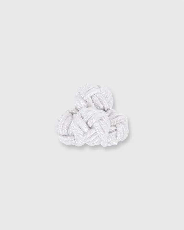 Small Silk Knot Cufflinks in White sold by Mashburn