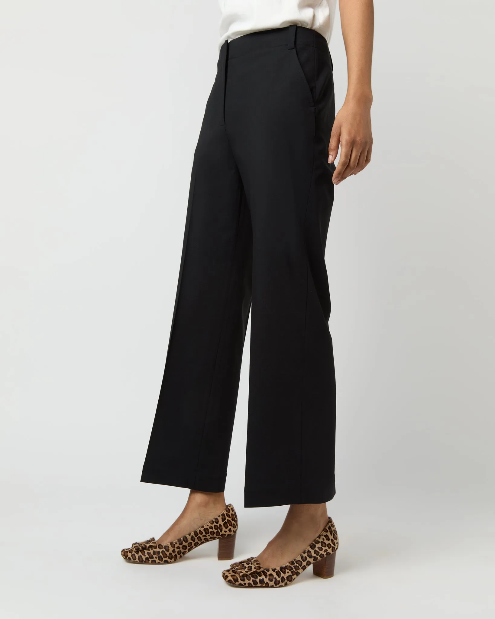 Frankie Cropped Pant in Black Bi-Stretch Tropical Wool sold by Mashburn product image thumbnail 3