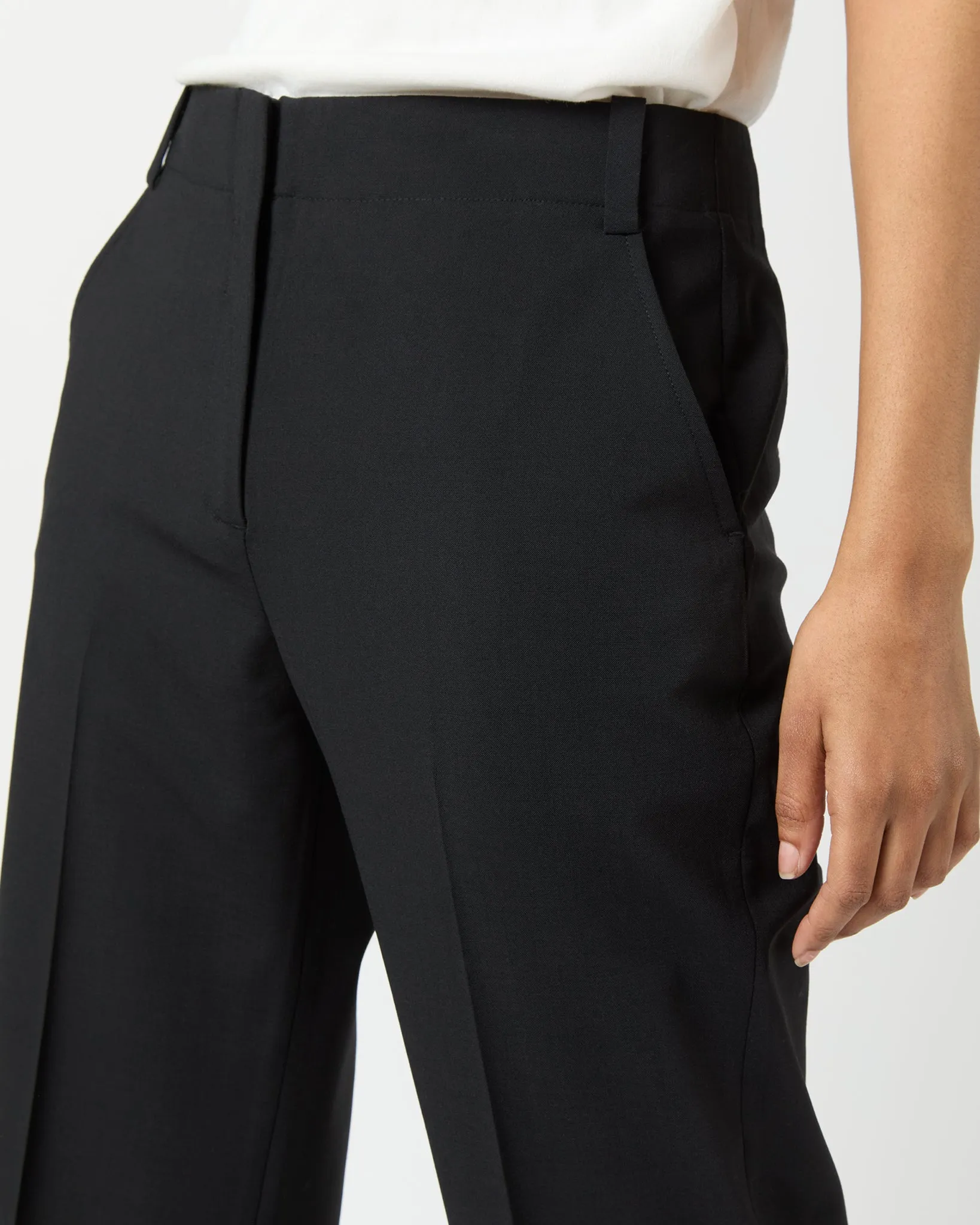 Frankie Cropped Pant in Black Bi-Stretch Tropical Wool sold by Mashburn product image thumbnail 2