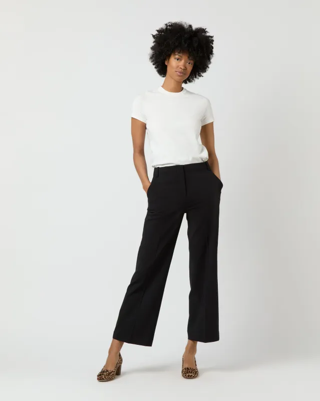 Frankie Cropped Pant in Black Bi-Stretch Tropical Wool sold by Mashburn