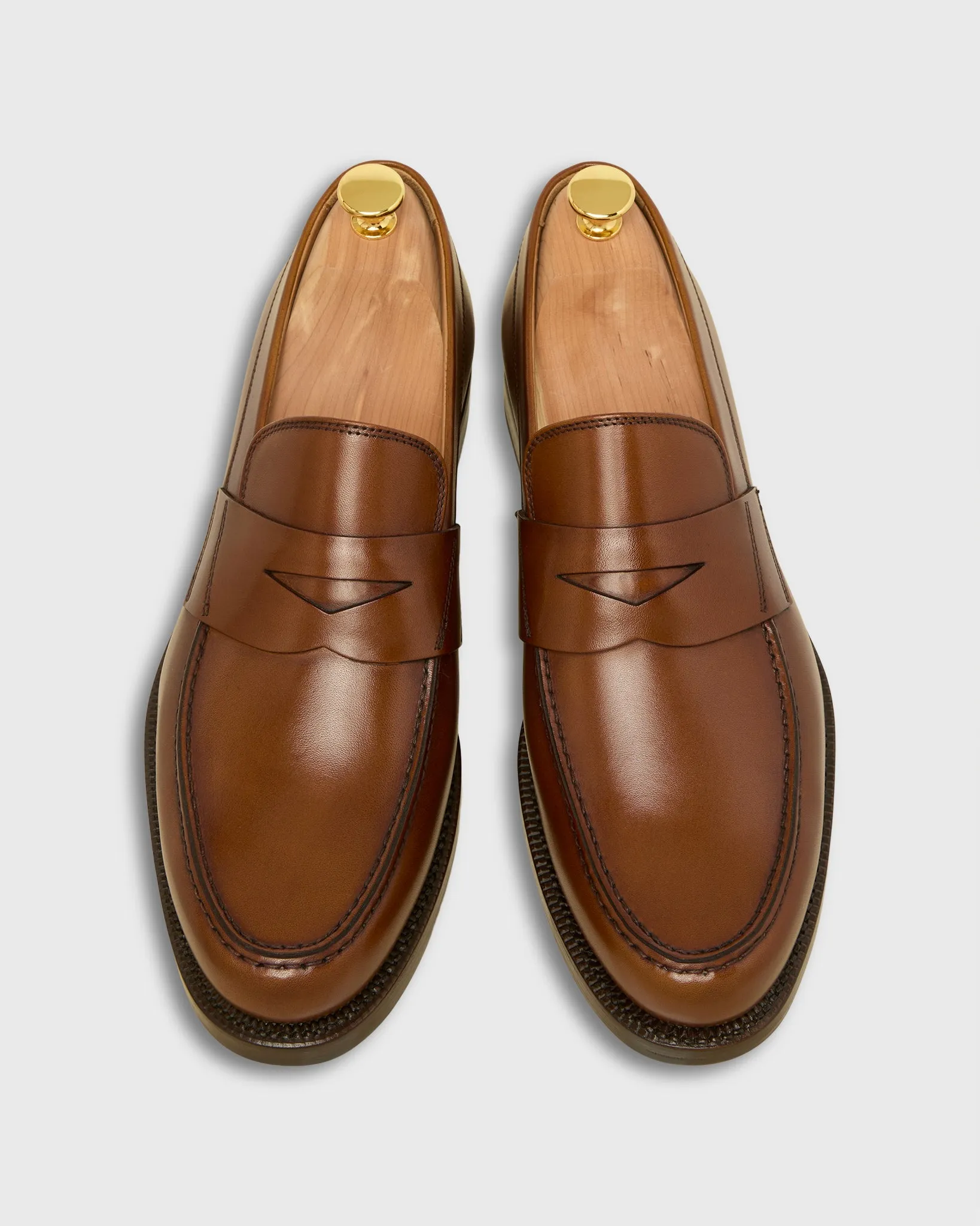 Italian Penny Loafer in Medium Brown Calfskin sold by Mashburn