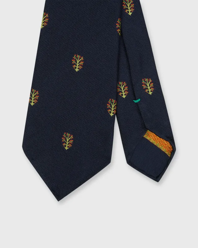 Silk Woven Club Tie in Navy Tree Of Life sold by Mashburn