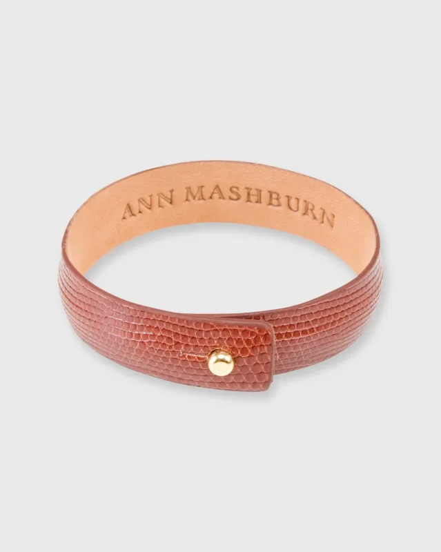 0.5" Lizard Cuff Bracelet in Cognac sold by Mashburn