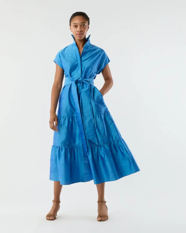 Sophia Dress in Iris Silk Dupioni sold by Mashburn