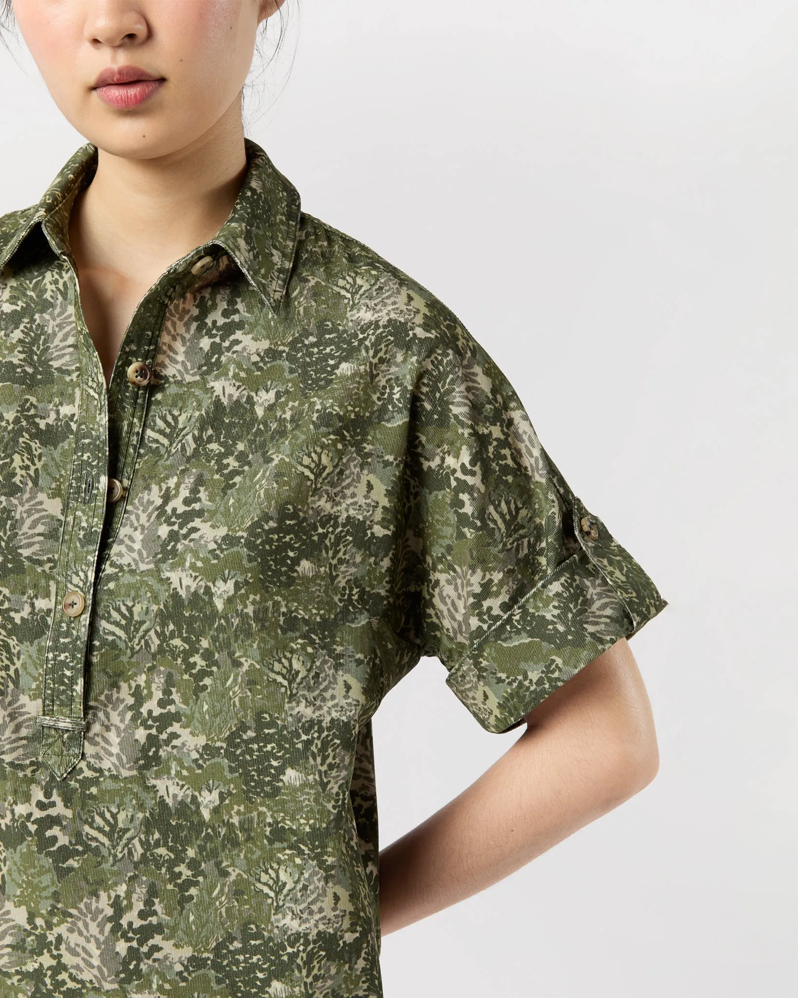 Molly Dress in Olive/Multi Harkness Forest Liberty Fabric Cord sold by Mashburn product image thumbnail 4