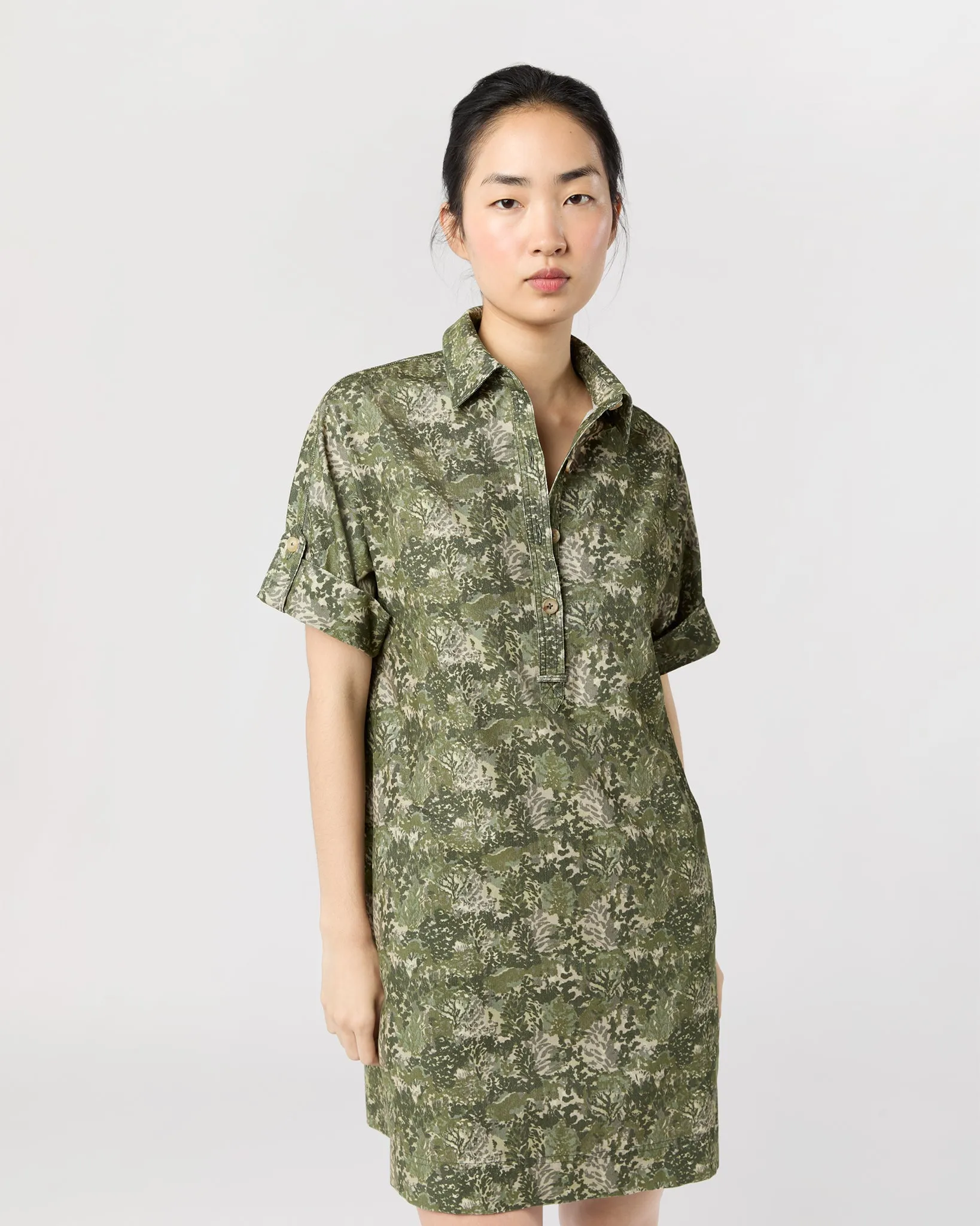 Molly Dress in Olive/Multi Harkness Forest Liberty Fabric Cord sold by Mashburn product image thumbnail 5