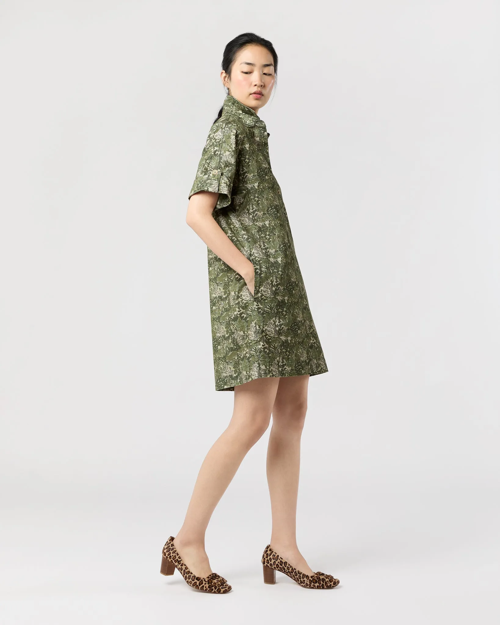Molly Dress in Olive/Multi Harkness Forest Liberty Fabric Cord sold by Mashburn product image thumbnail 2
