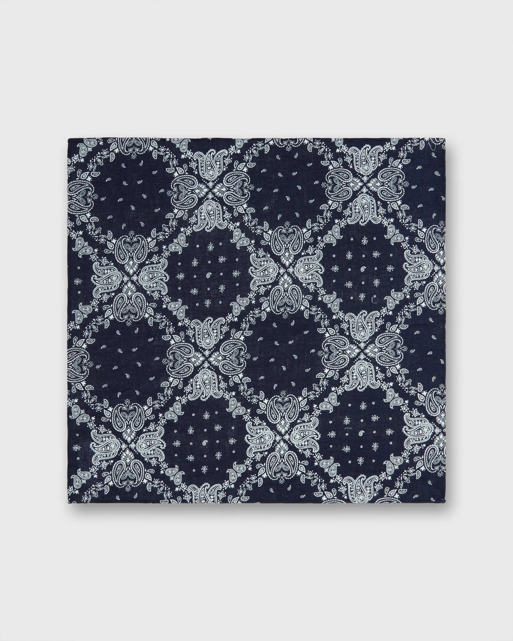 Cotton Print Pocket Square in Navy/White Paisley sold by Mashburn product image thumbnail 2