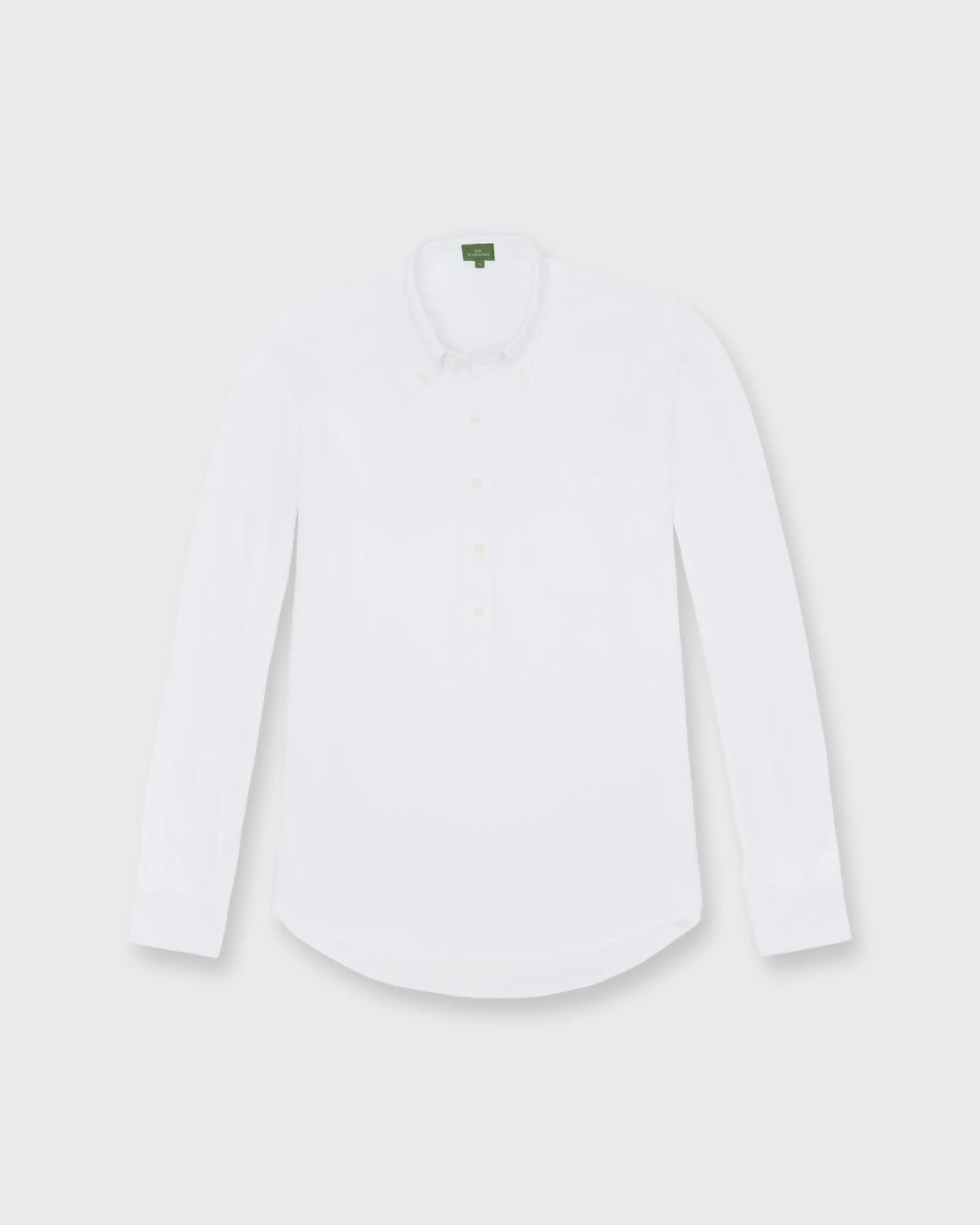 Knit Button-Down Popover Shirt in White Pima Pique sold by Mashburn product image thumbnail 2