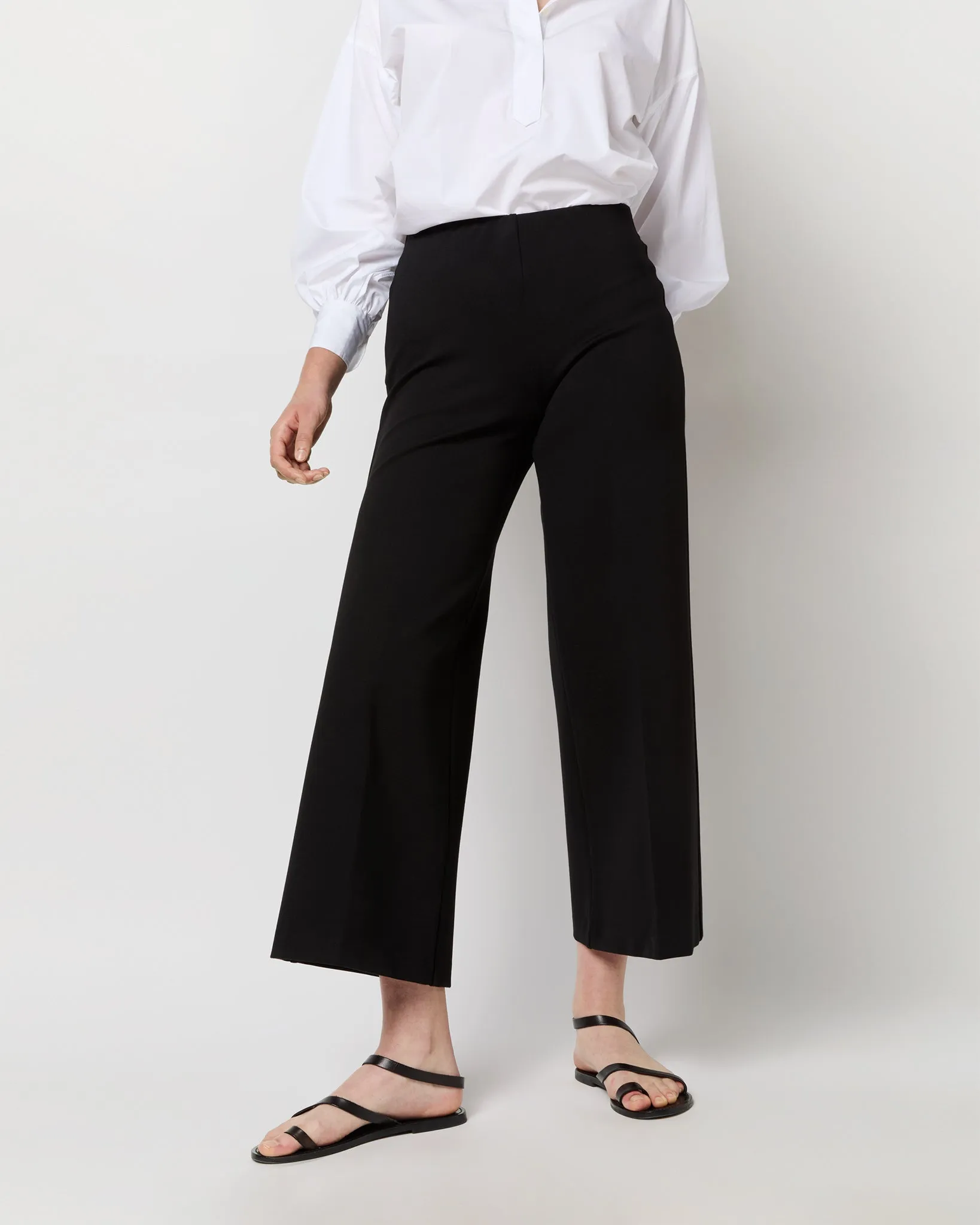 Faye Wide-Leg Cropped Pant in Black Ponte Knit sold by Mashburn product image thumbnail 2