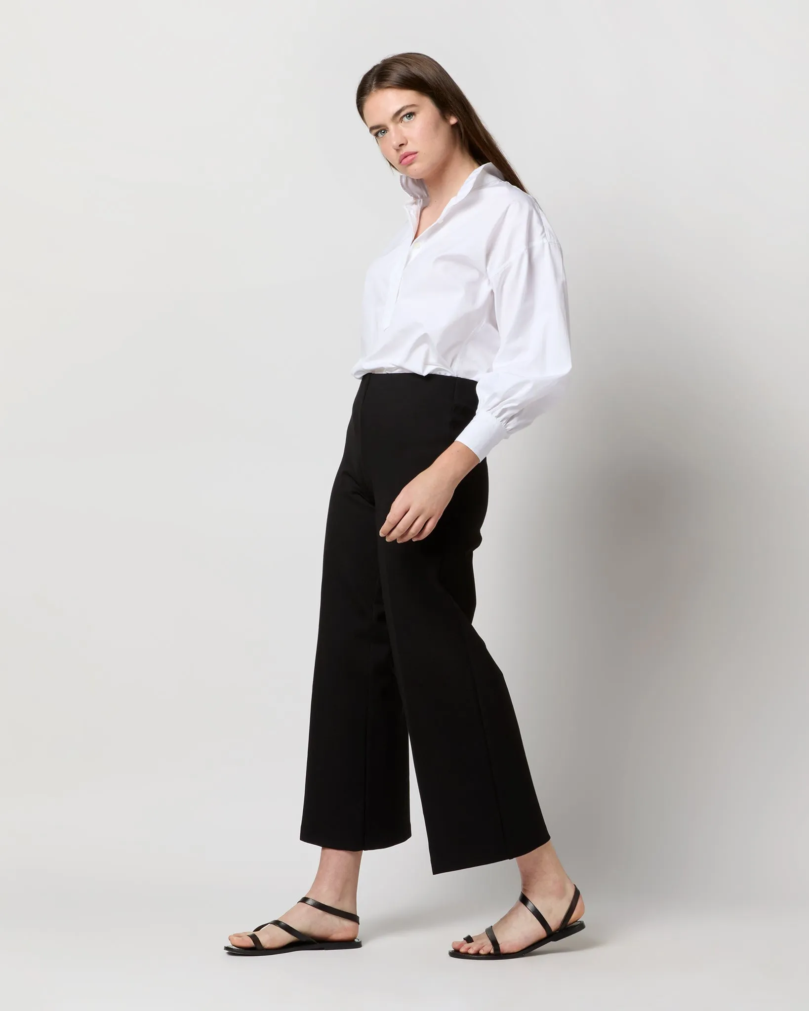 Faye Wide-Leg Cropped Pant in Black Ponte Knit sold by Mashburn product image thumbnail 3