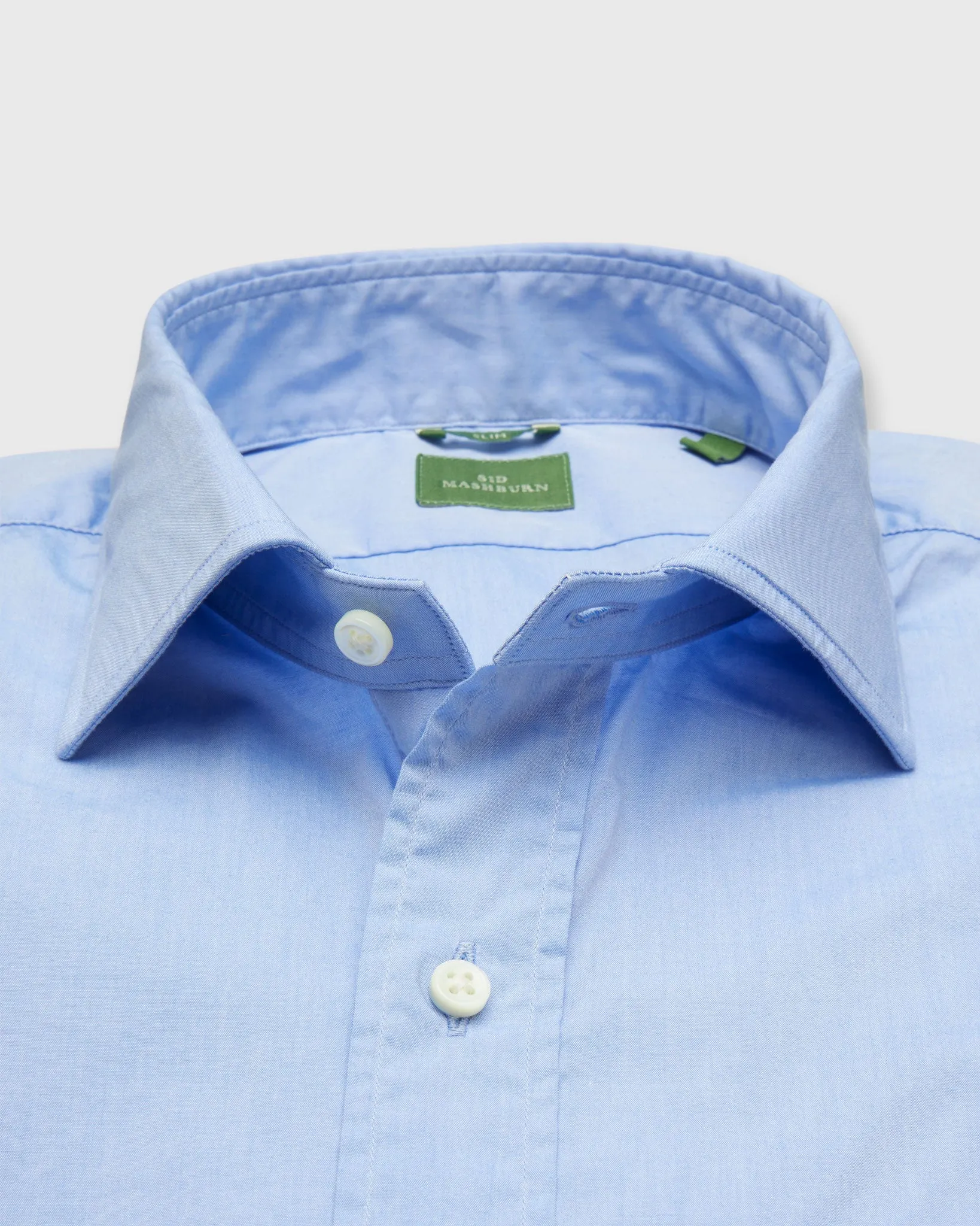Slim-Fit Spread Collar Sport Shirt in Light Blue Chambray sold by Mashburn product image thumbnail 2