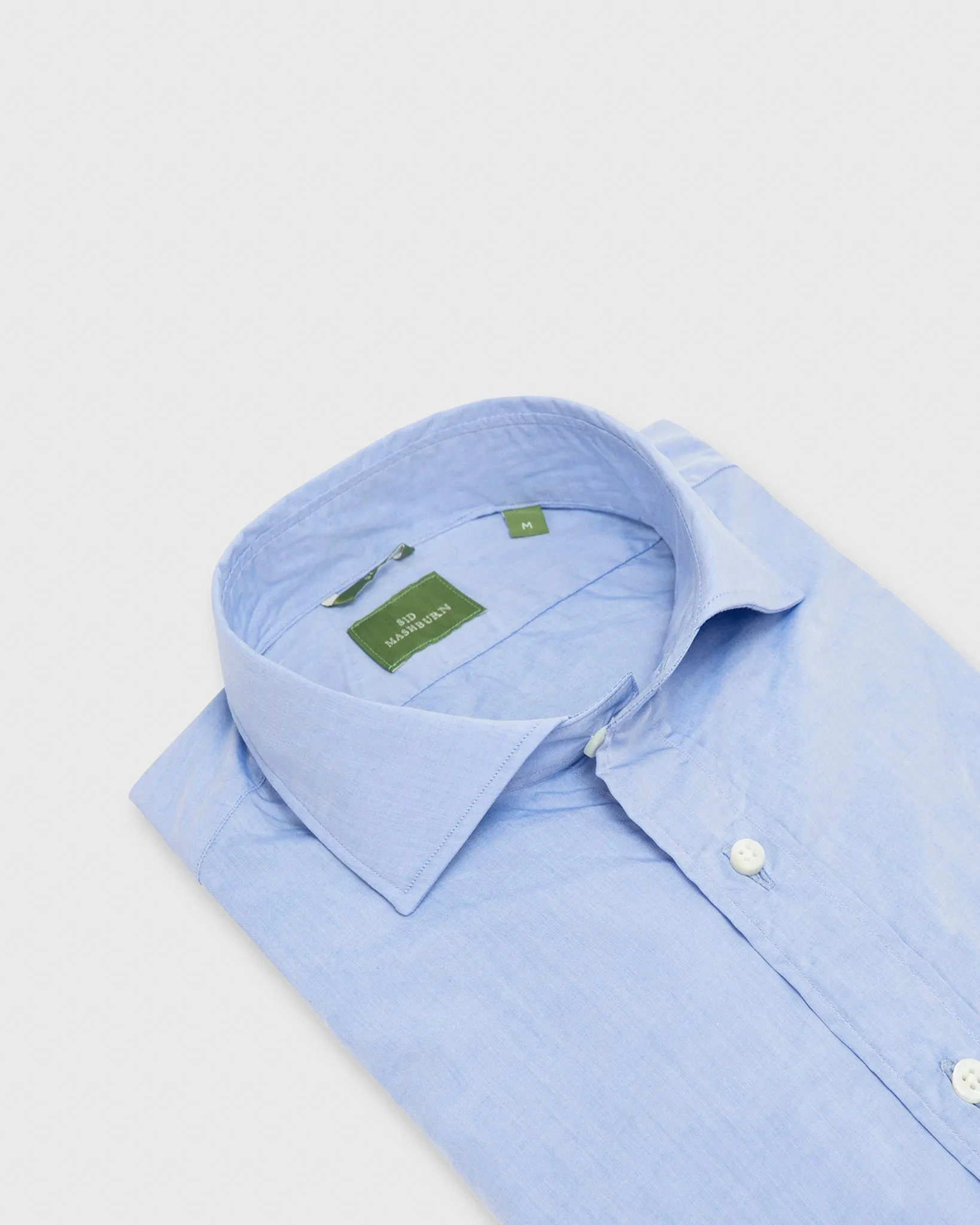 Slim-Fit Spread Collar Sport Shirt in Light Blue Chambray sold by Mashburn product image thumbnail 4
