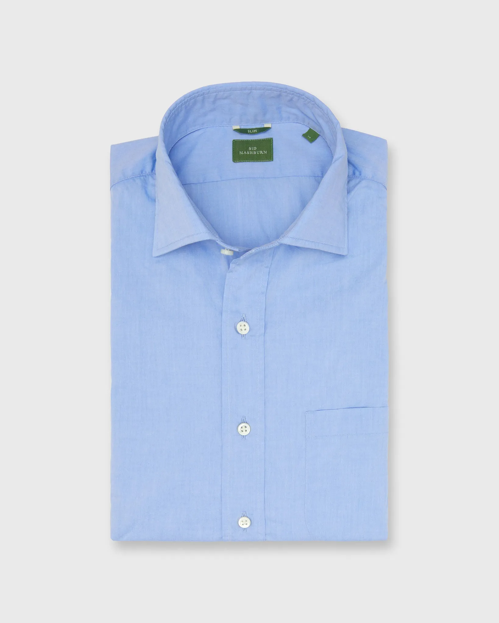 Slim-Fit Spread Collar Sport Shirt in Light Blue Chambray sold by Mashburn