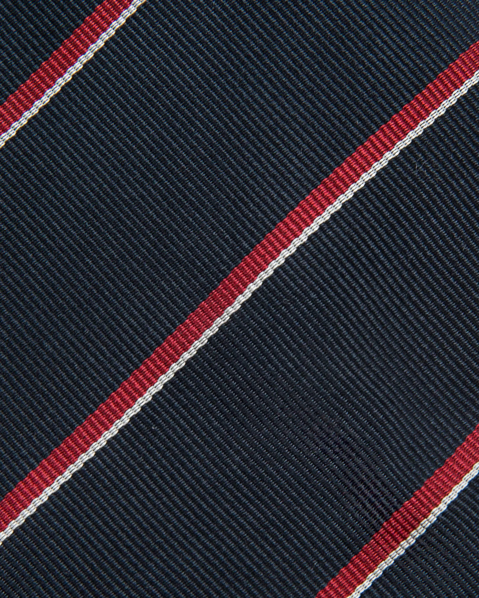 Silk Repp Tie in Midnight/Red/White Stripe sold by Mashburn product image thumbnail 2