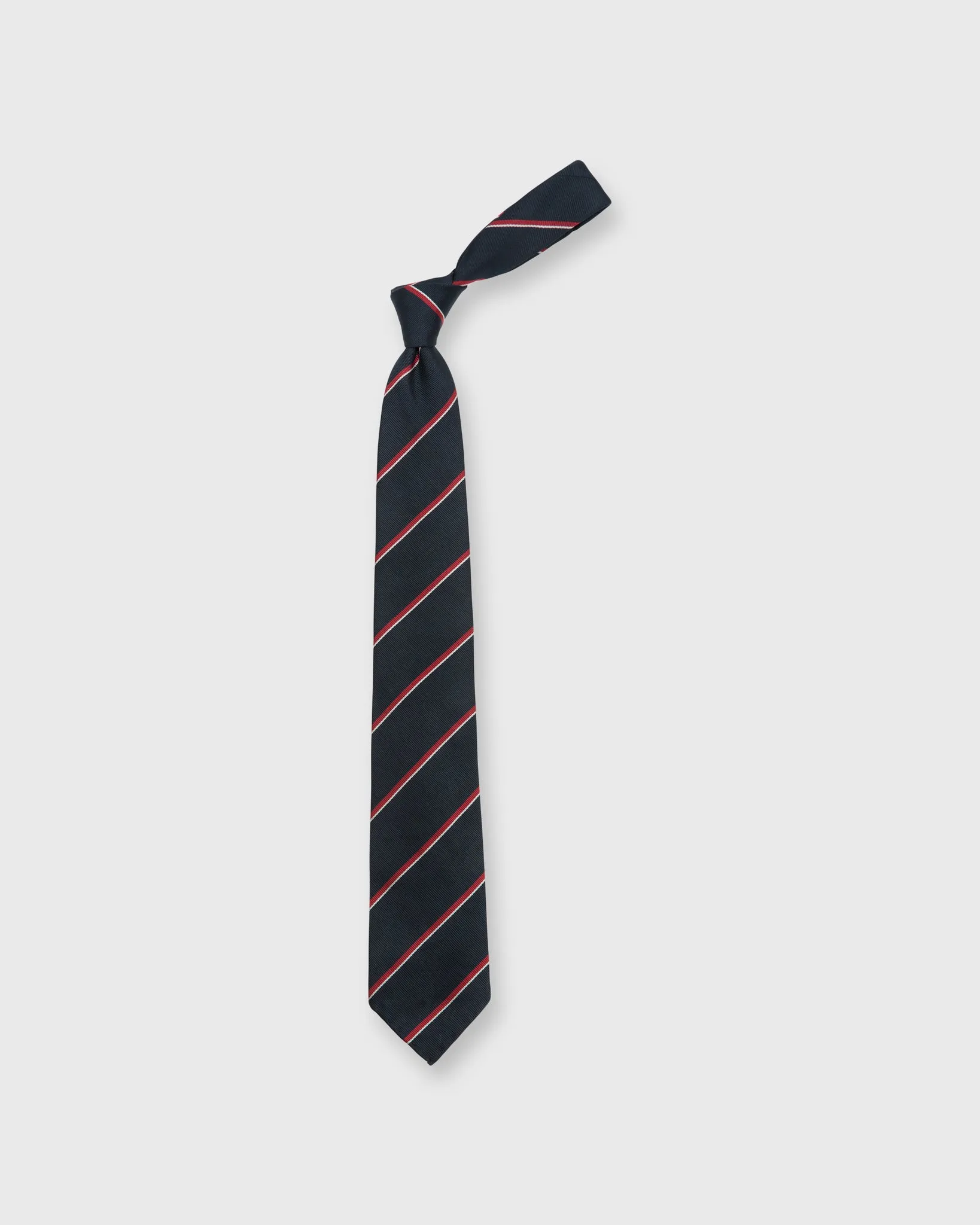Silk Repp Tie in Midnight/Red/White Stripe sold by Mashburn product image thumbnail 3