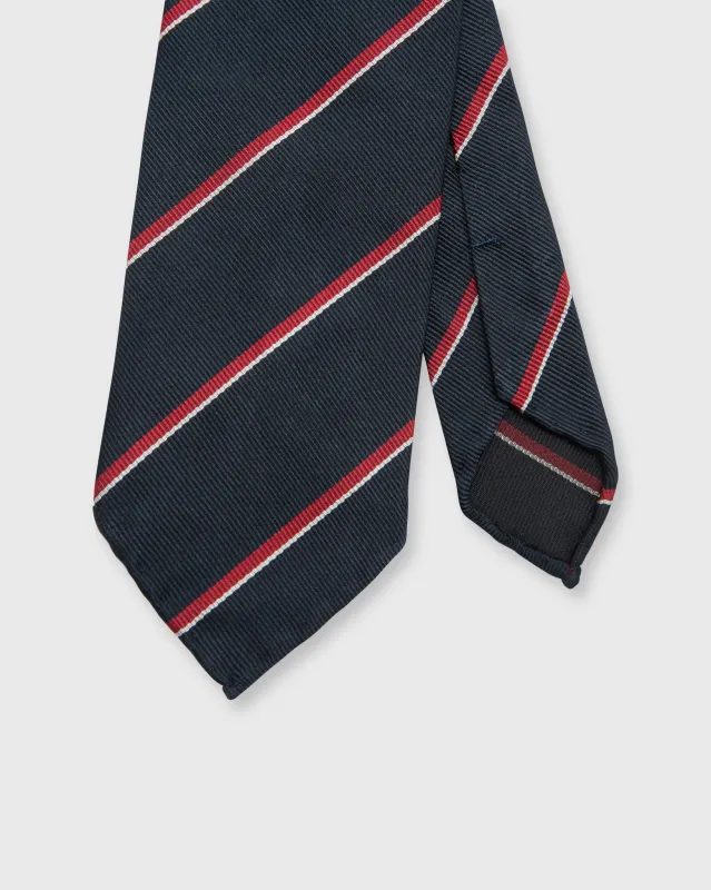Silk Repp Tie in Midnight/Red/White Stripe sold by Mashburn