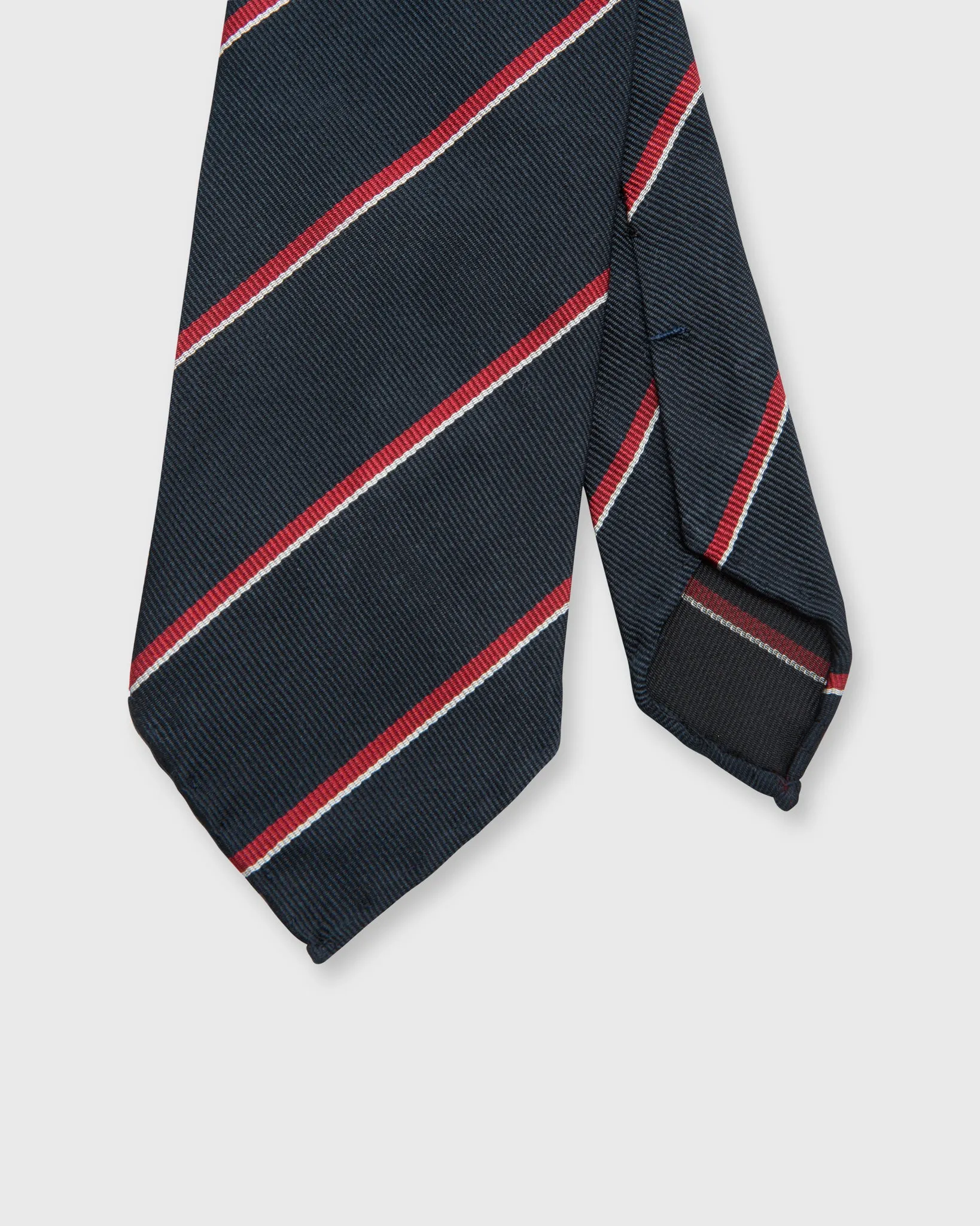 Silk Repp Tie in Midnight/Red/White Stripe sold by Mashburn