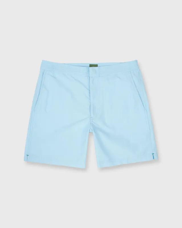 Zip-Front Mid-Length Swim Short in Sky Nylon sold by Mashburn