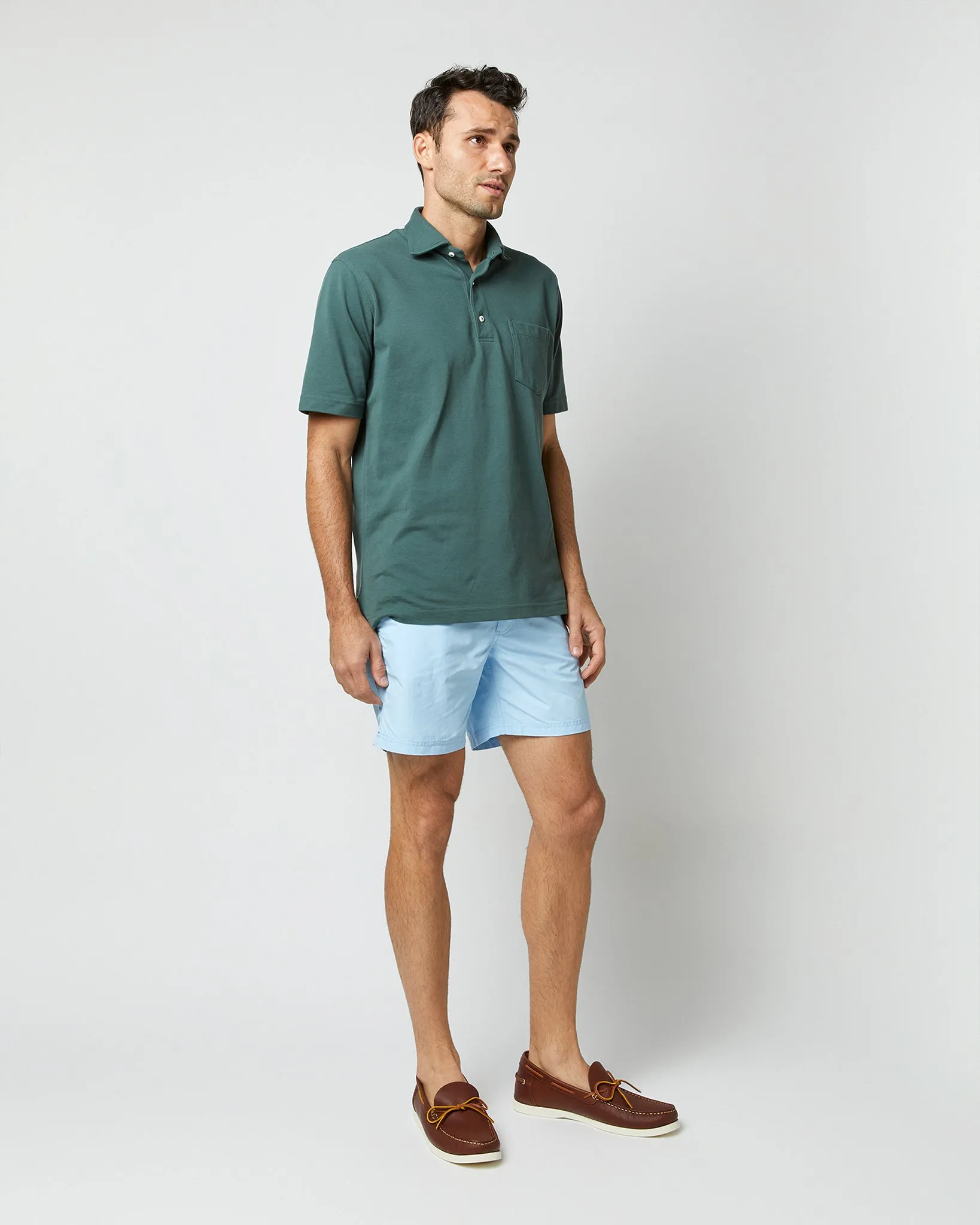 Zip-Front Mid-Length Swim Short in Sky Nylon sold by Mashburn product image thumbnail 2