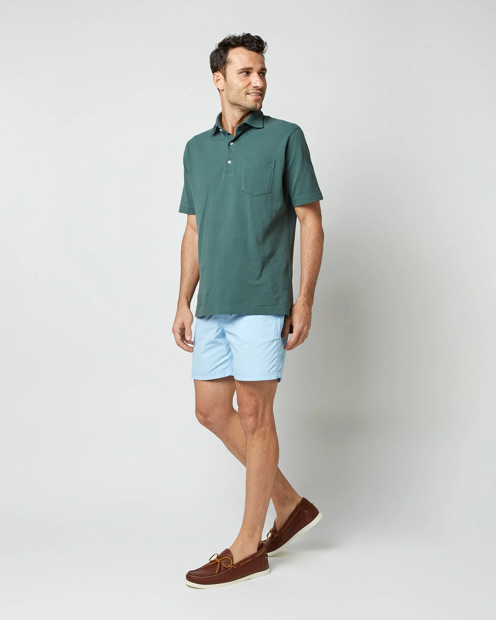 Zip-Front Mid-Length Swim Short in Sky Nylon sold by Mashburn product image thumbnail 3