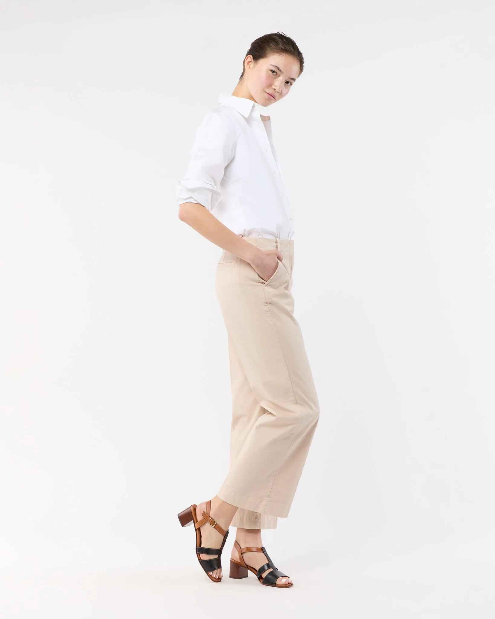 Frankie Cropped Pant in Sand Stretch Twill sold by Mashburn product image thumbnail 5
