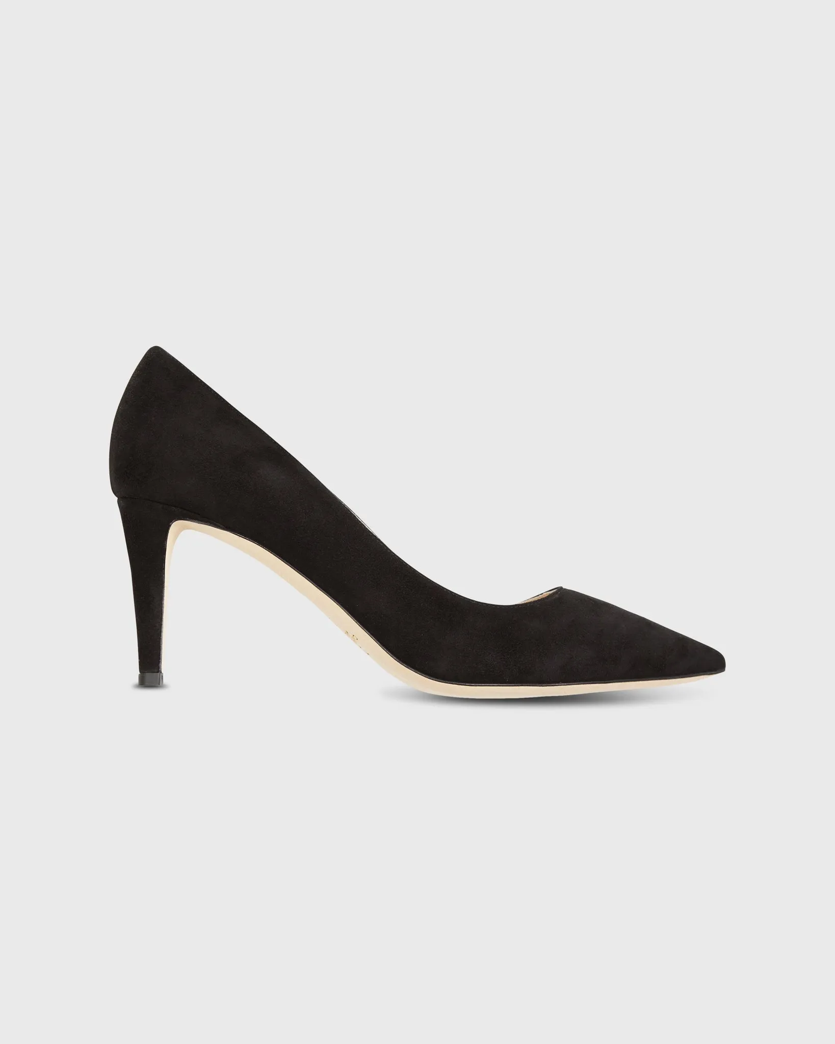 Classic Pointed-Toe Pump in Black Suede sold by Mashburn