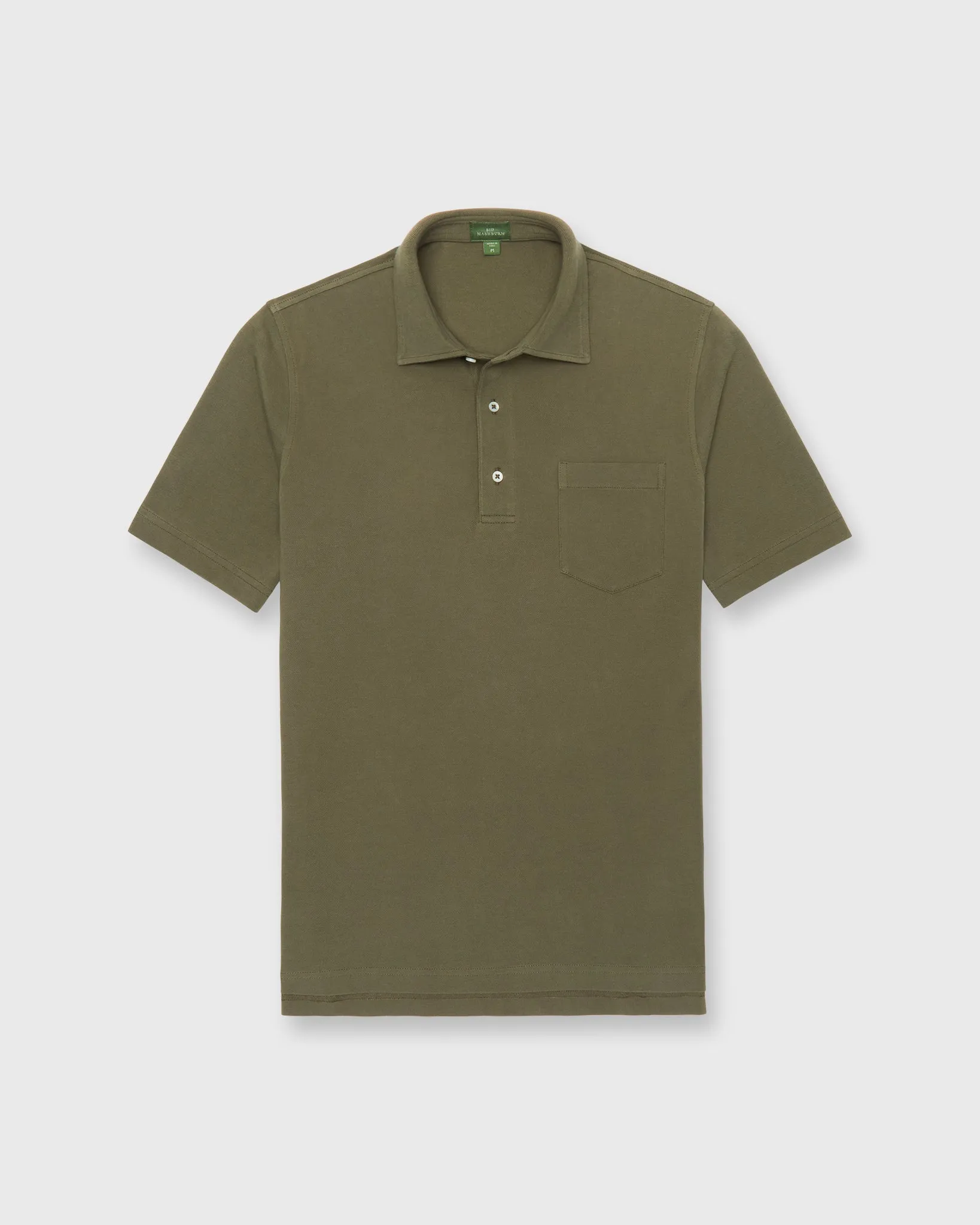 Short-Sleeved Polo in Olive Pima Pique sold by Mashburn