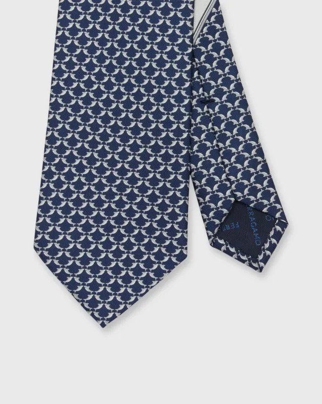 Silk Print Tie in Dark Blue Shark sold by Mashburn