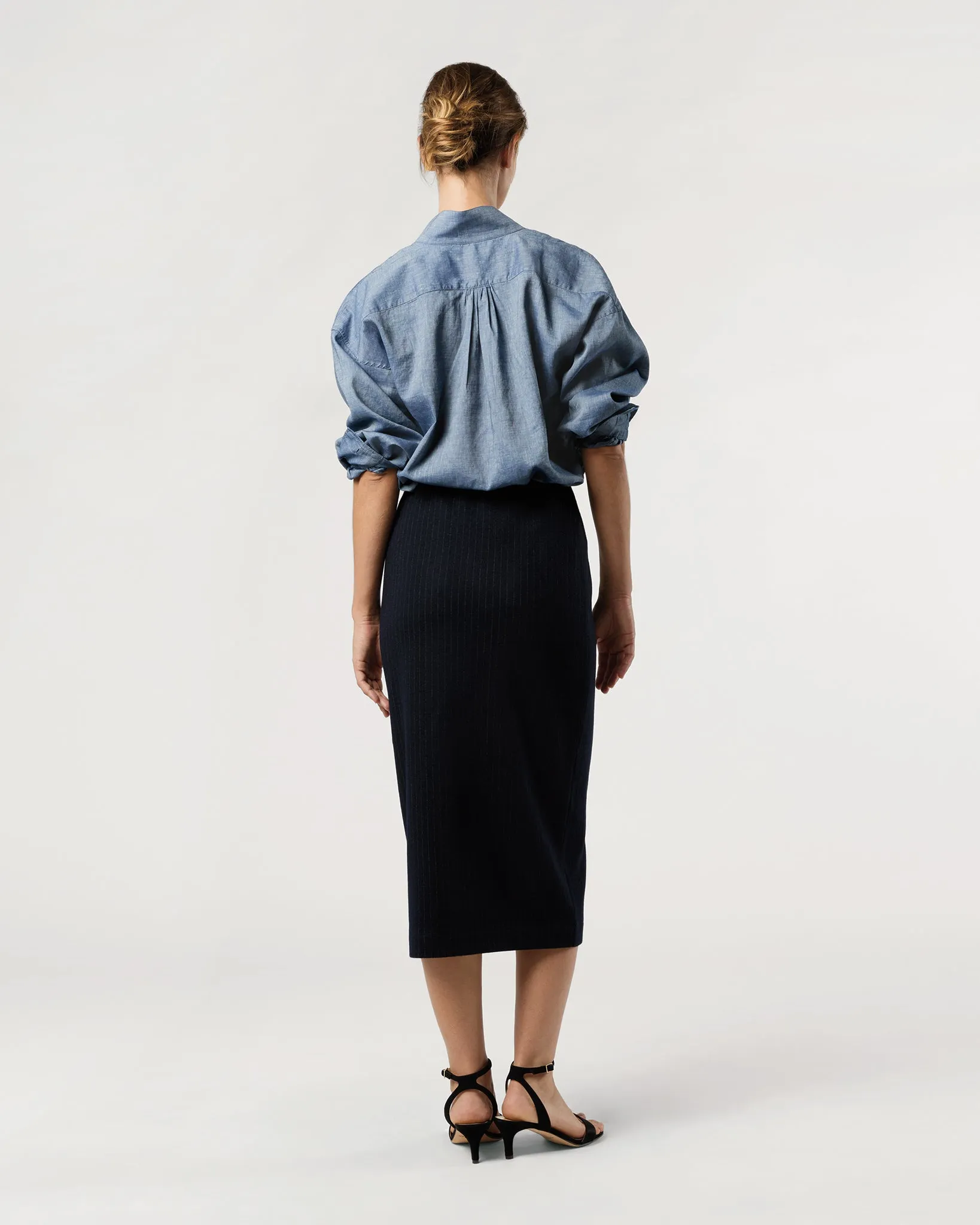 Pull-On Skirt in Navy Pinstripe Knit sold by Mashburn product image thumbnail 5