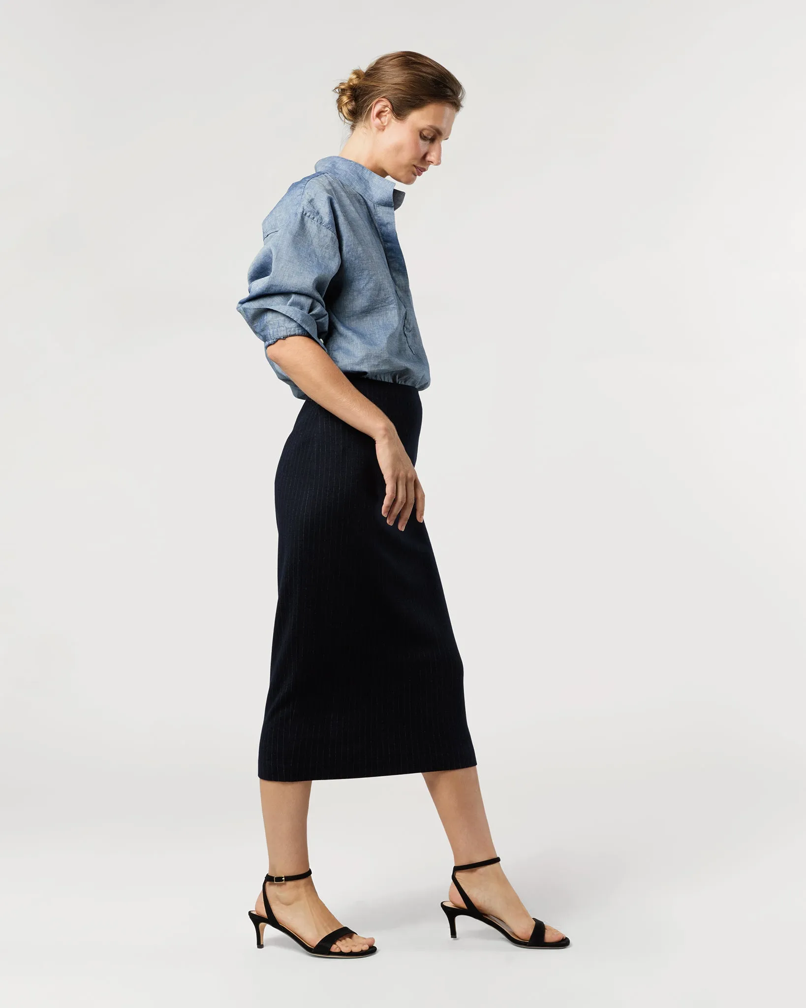 Pull-On Skirt in Navy Pinstripe Knit sold by Mashburn product image thumbnail 4
