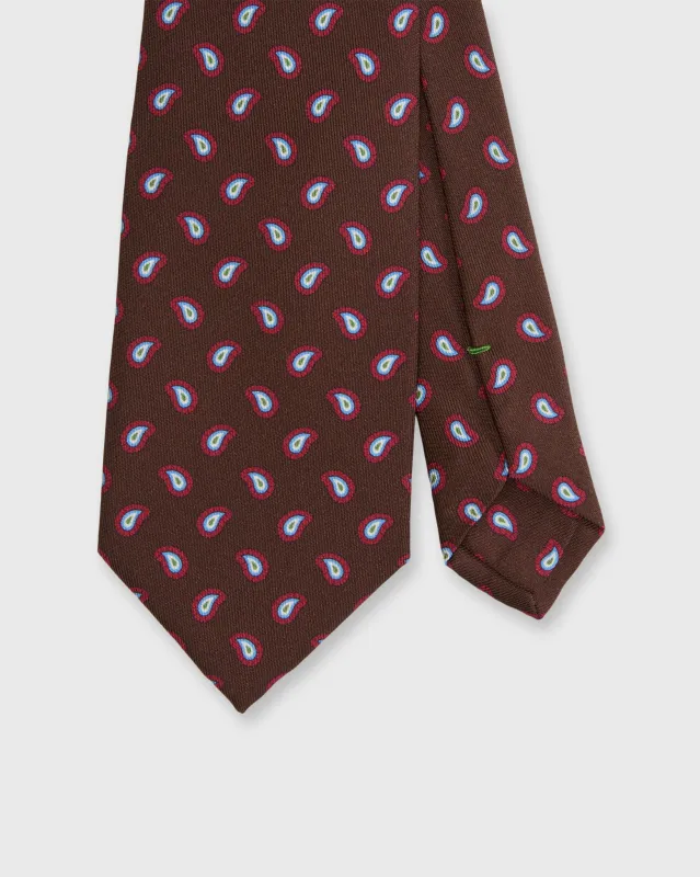 Silk Print Tie in Brown/Red/Sky Paisley sold by Mashburn