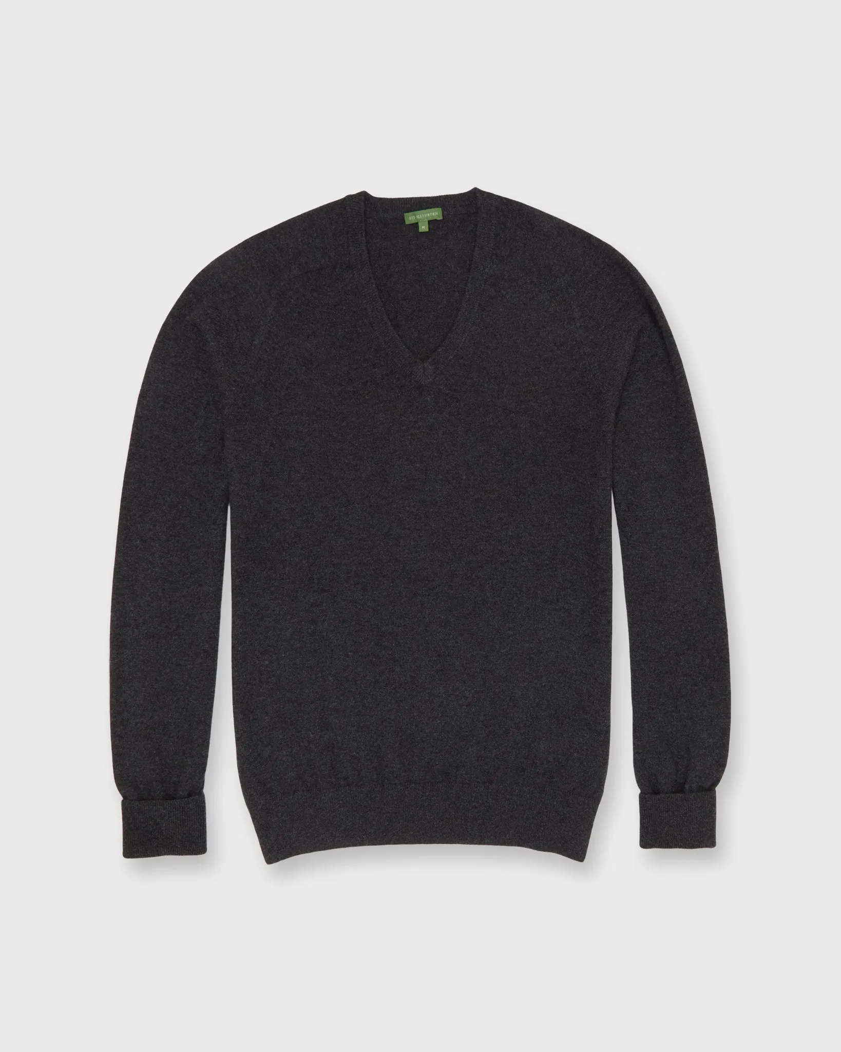 Classic V-Neck Sweater in Heather Charcoal Cashmere sold by Mashburn