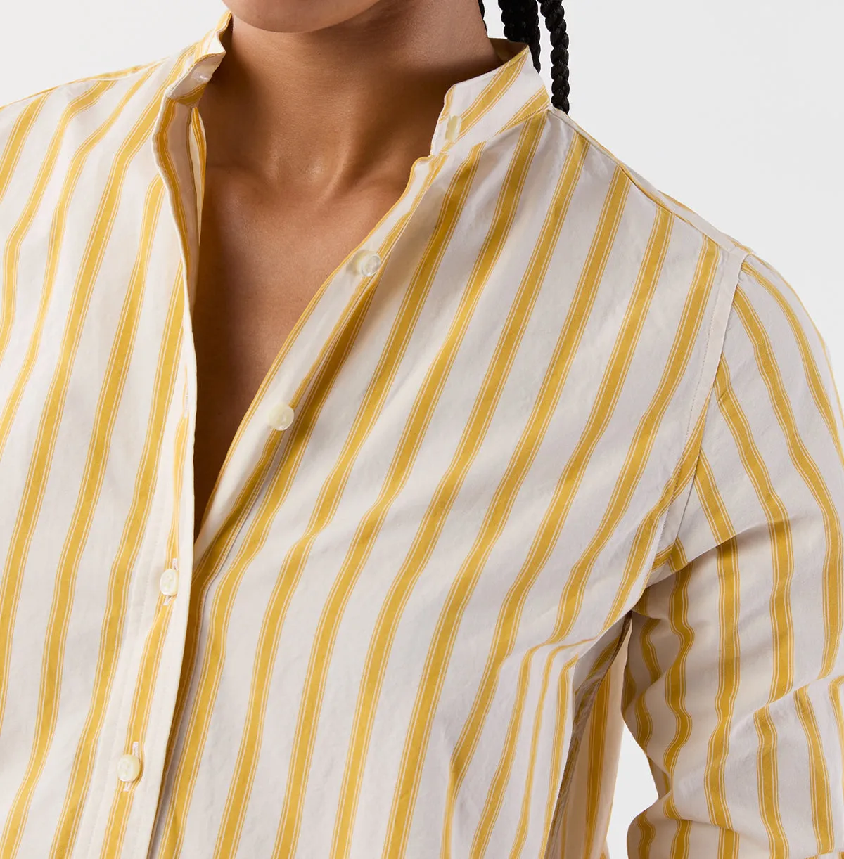 Made-to-Order Fabric in Gold/Ivory Balanced Stripe Poplin sold by Mashburn product image thumbnail 3