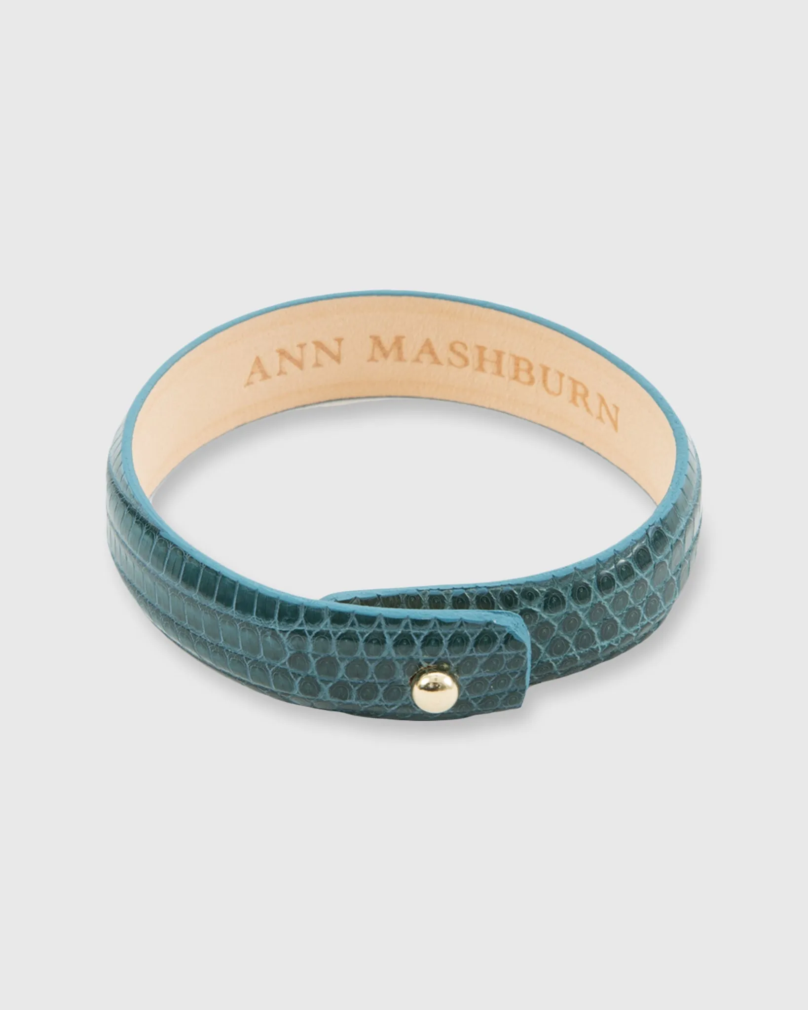 0.5" Lizard Cuff Bracelet in Dark Teal sold by Mashburn