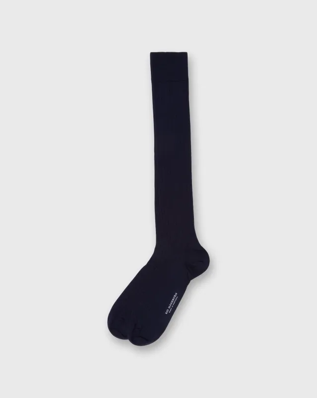 Over-The-Calf Dress Socks in Navy Extra Fine Merino sold by Mashburn