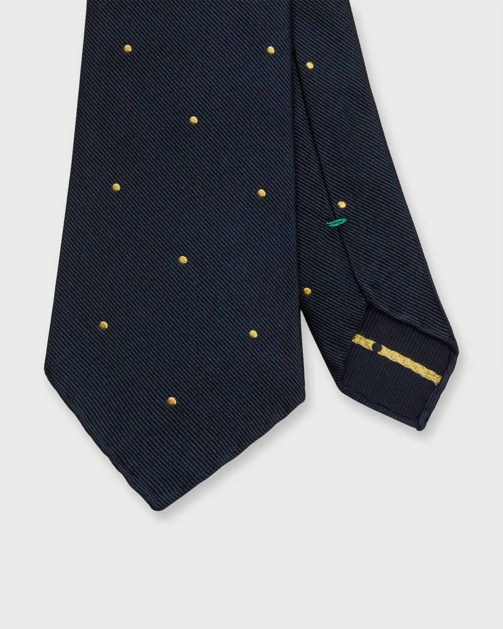 Silk Woven Tie in Navy/Yellow Dot sold by Mashburn