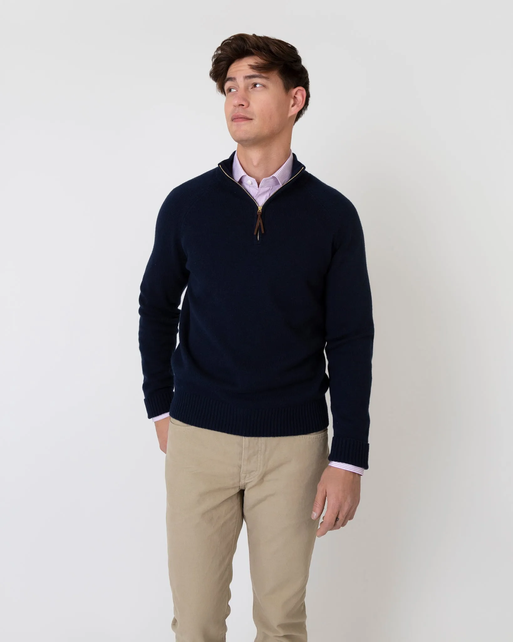 Half-Zip Sweater in Navy Cashmere sold by Mashburn product image thumbnail 2