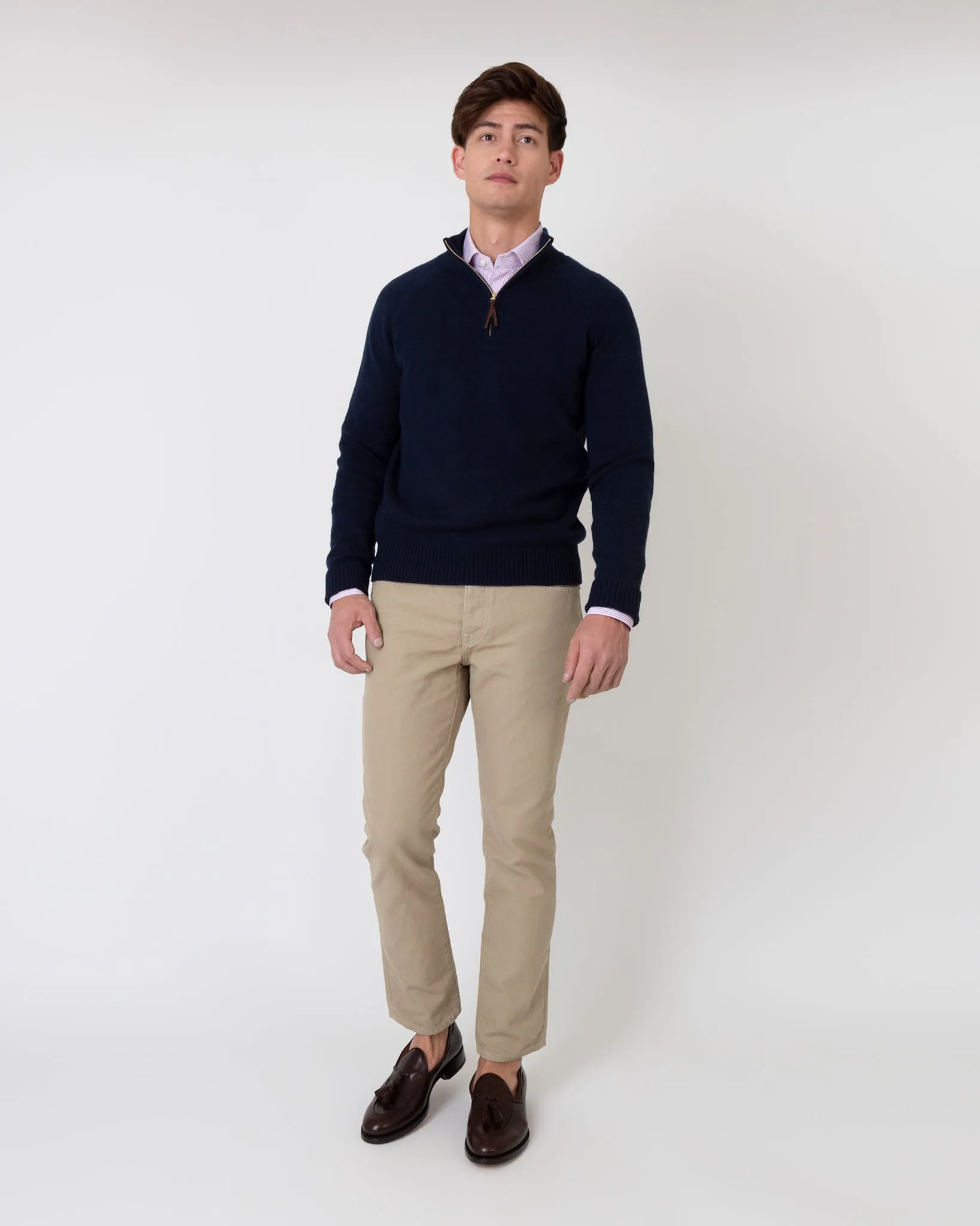 Half-Zip Sweater in Navy Cashmere sold by Mashburn product image thumbnail 3