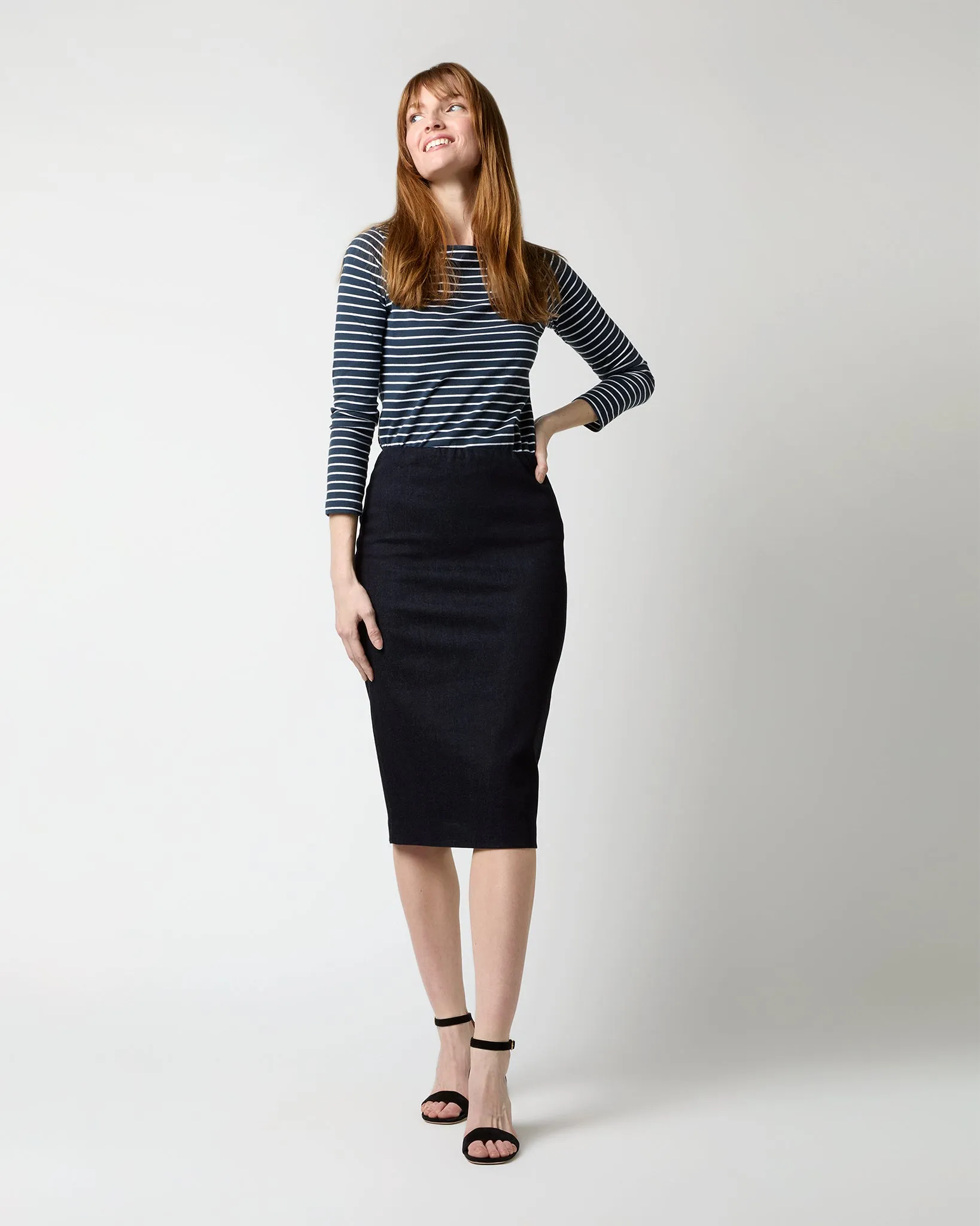 Pull-On Skirt in Indigo Stretch Denim sold by Mashburn product image thumbnail 4