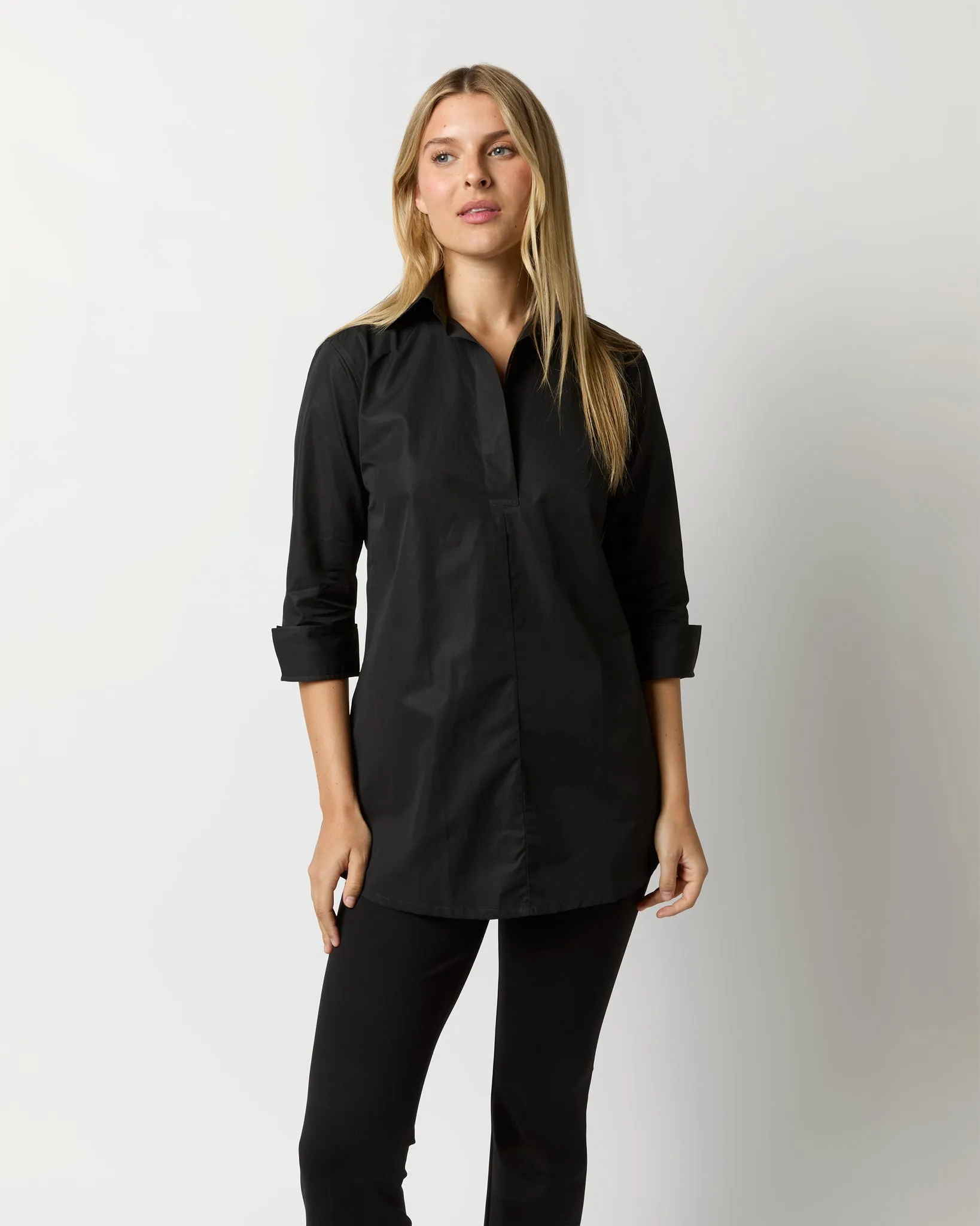 Designer Tunic in Black Poplin sold by Mashburn