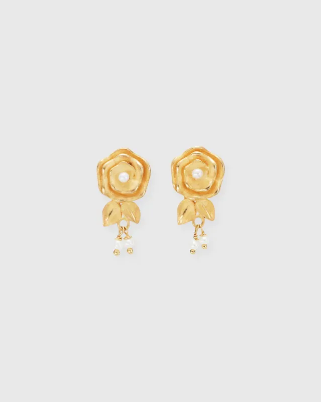 The Spritz Earrings in Gold/Pearls sold by Mashburn