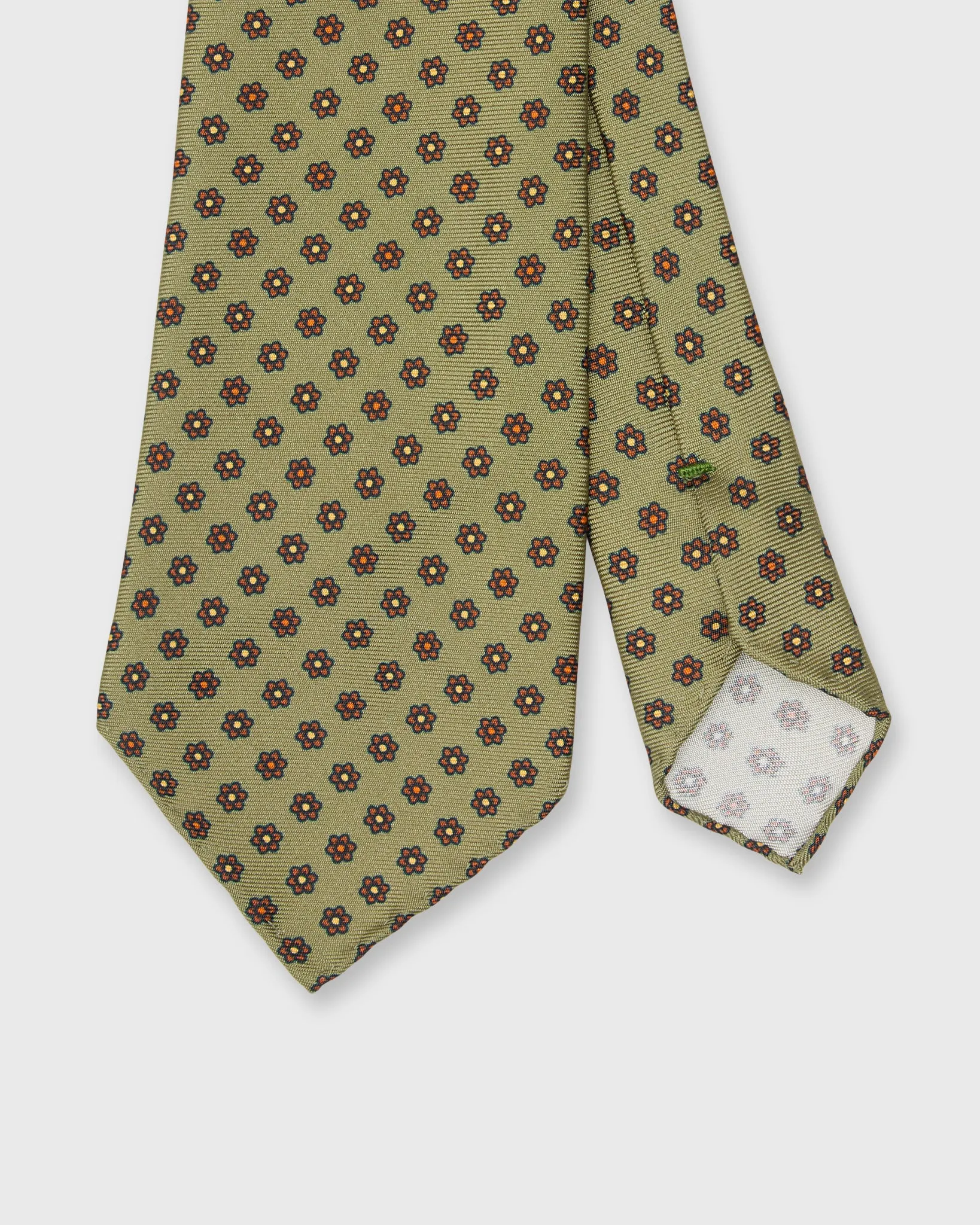 Silk Print Tie in Olive/Brown Multi Flower sold by Mashburn