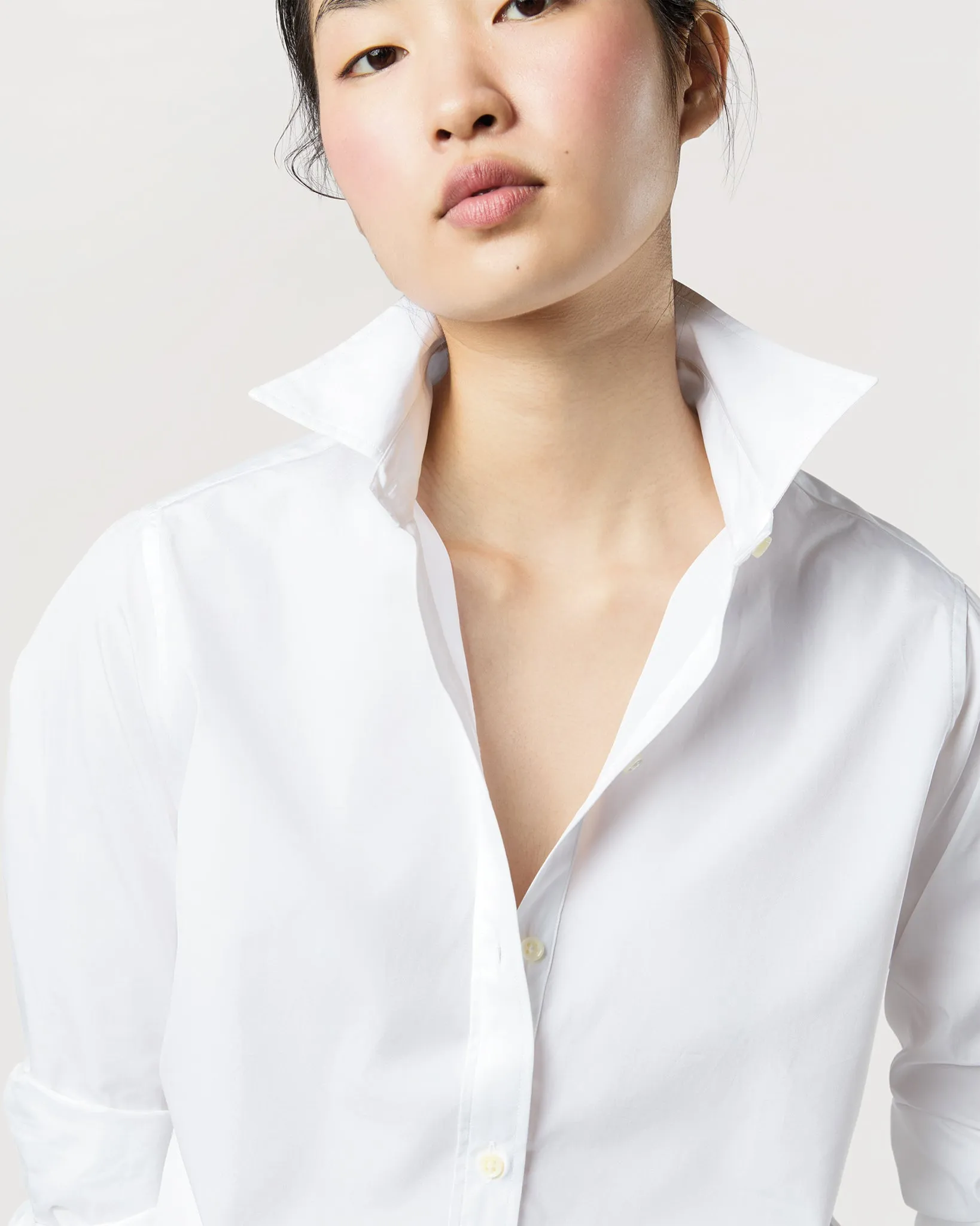 Tomboy Popover Shirt in White Poplin sold by Mashburn product image thumbnail 2