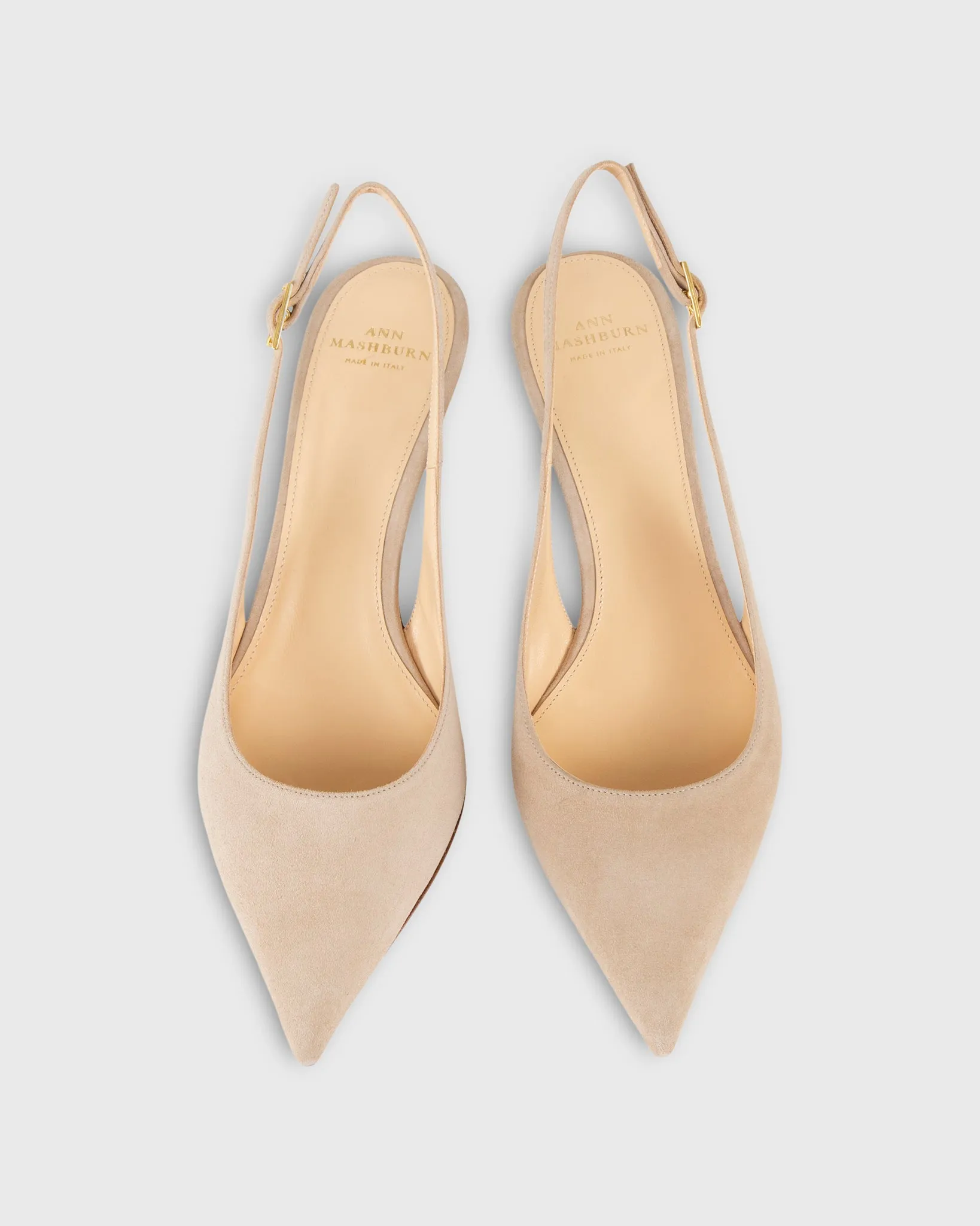 Kitten Heel Slingback in Pebble Suede sold by Mashburn product image thumbnail 2